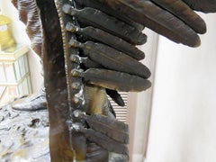 Signed Carl Kauba Bronze Indian Chief with Headress and Rifle Sculpture