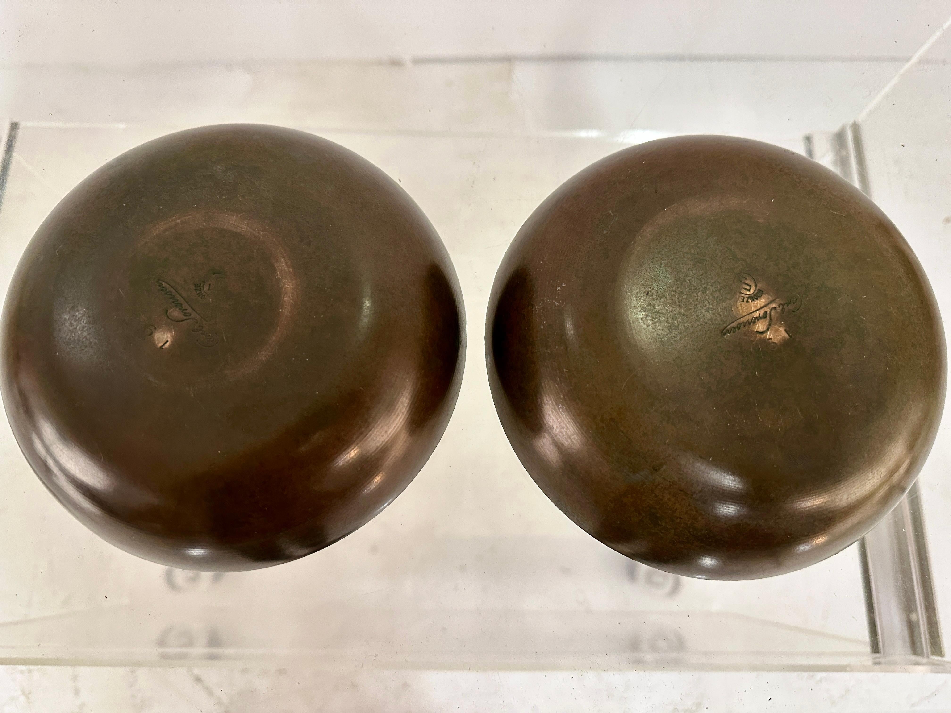 Signed Carl Sorensen Pair of Bronze Bowls, Circa 1930s For Sale 1