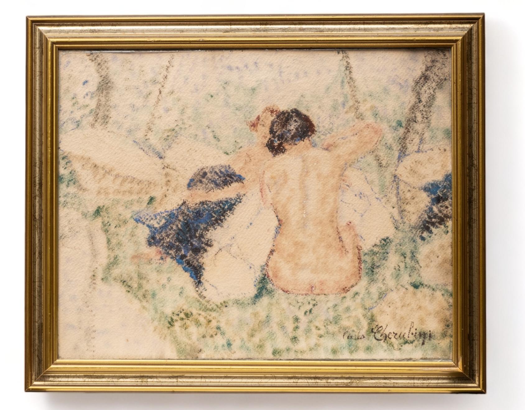 Two Nude Women Pastel on paper drawing / painting Signed lower right and attributed to Carlo CHERUBINI (1897-1978), Signed lower right. Carlo Cherubini (1890 - 1978) was active/lived in Italy. Carlo Cherubini is known for Paintings.
