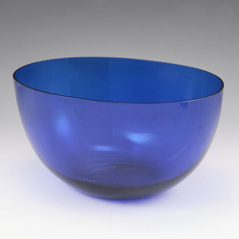 Glass Signed Carlo Moretti Bowl and Metal Stand, c1985 For Sale