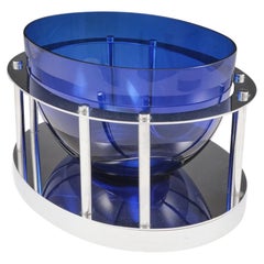 Signed Carlo Moretti Bowl and Metal Stand, c1985