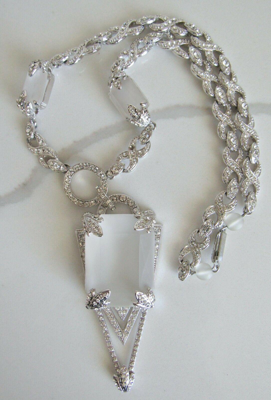 Taglio misto Firmato Carlo Zini Designer Sparkling Crystal  Collana gioiello in stile Art Déco in vendita