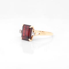 Signed Cartier 14K Gold, Garnet & Diamond Ring