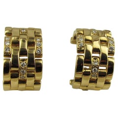 Signed Cartier 18 Karat Yellow Gold and Diamond Earrings Signed Cartier 18 Karat Yellow Gold and Diamond Earrings