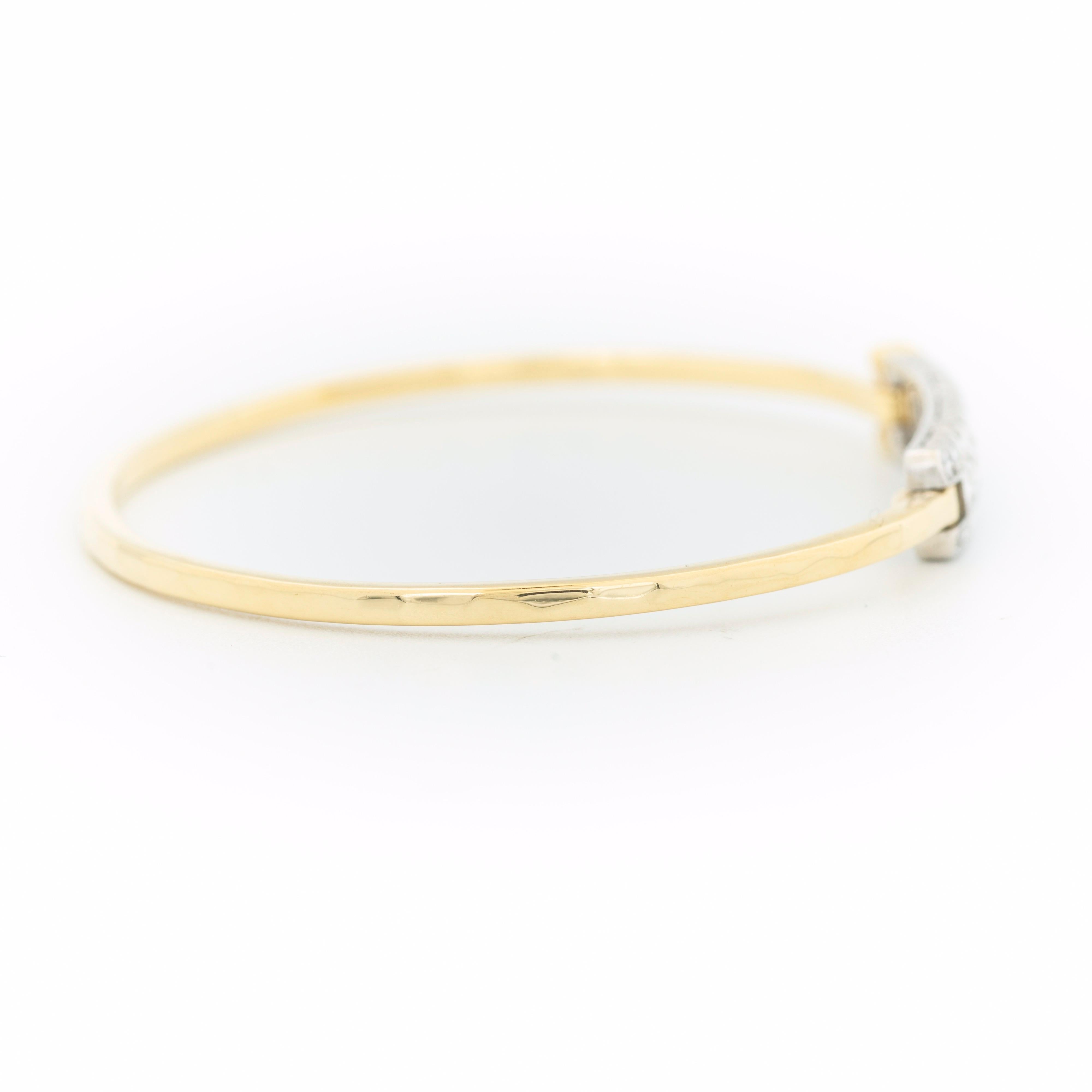 Modern Signed Cartier 18 Karat Yellow Gold and One Carat Diamond Bangle