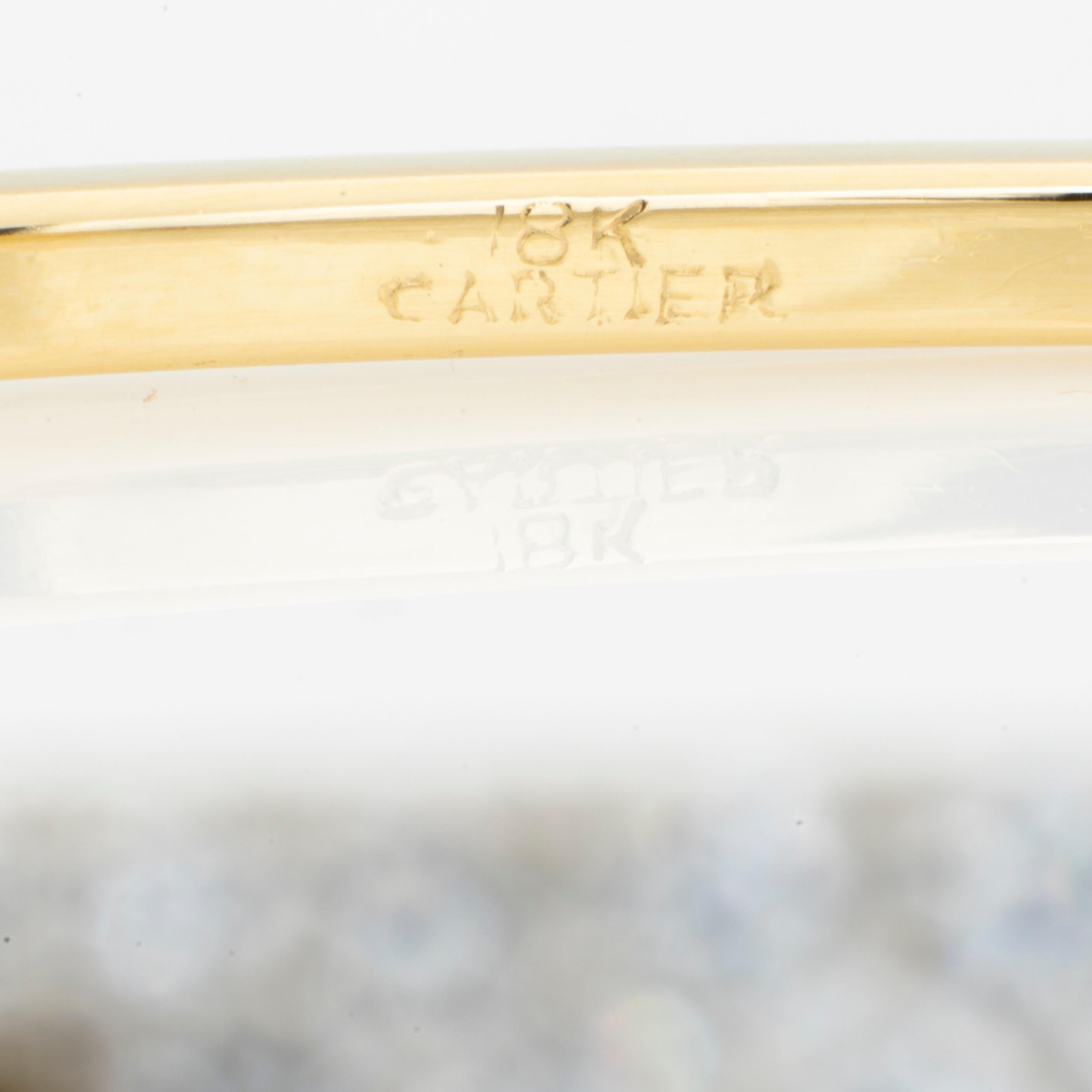 Women's or Men's Signed Cartier 18 Karat Yellow Gold and One Carat Diamond Bangle