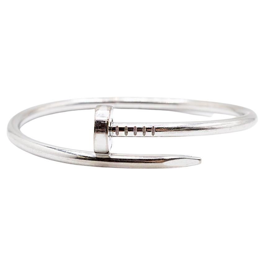 Cartier 18 Karat White Gold Juste Un Clou Twisted Nail Bangle Bracelet