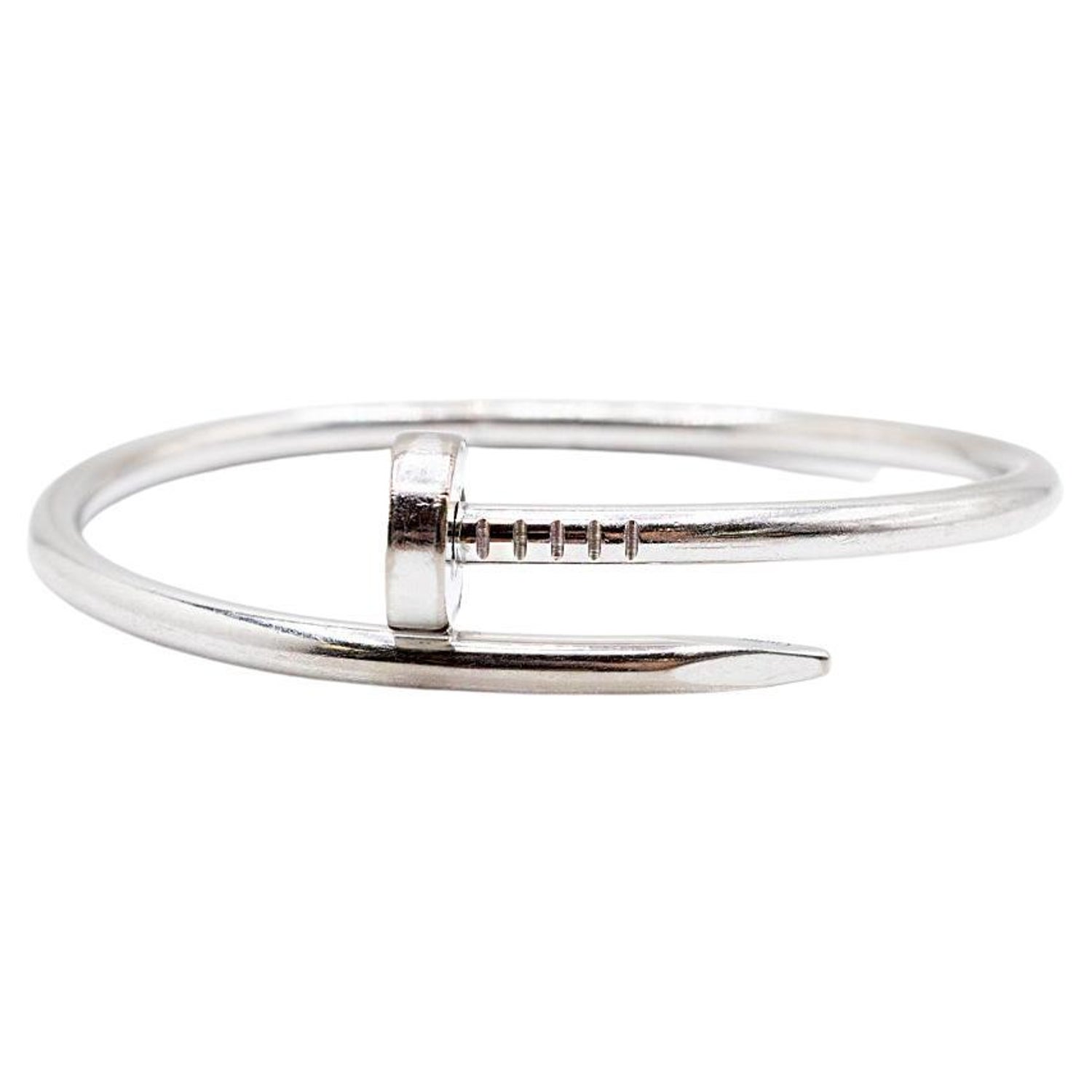 Signed Cartier Juste Un Clou 18K White Gold Bangle For Sale at 1stDibs