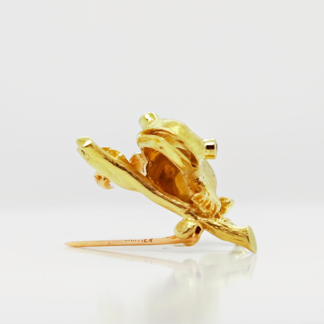 Signed Cartier Mid-Century 14K Gold Tree Frog Brooch or Pin For Sale 5