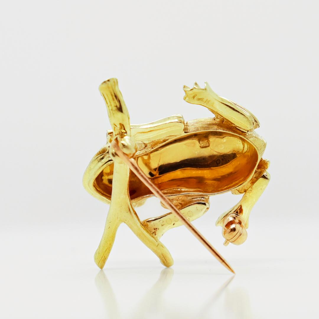Signed Cartier Mid-Century 14K Gold Tree Frog Brooch or Pin For Sale 6