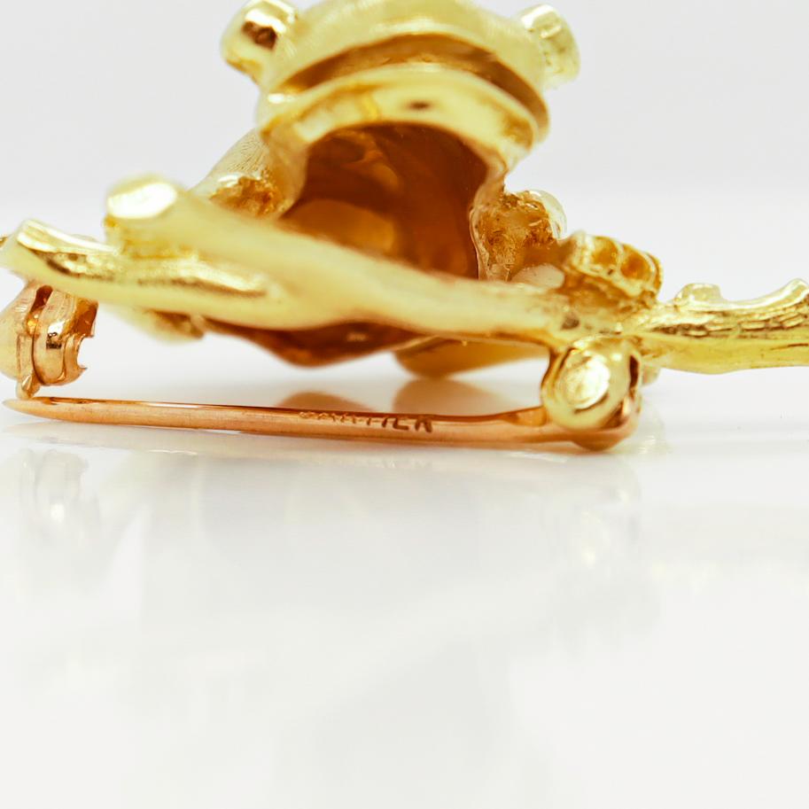 Signed Cartier Mid-Century 14K Gold Tree Frog Brooch or Pin For Sale 7