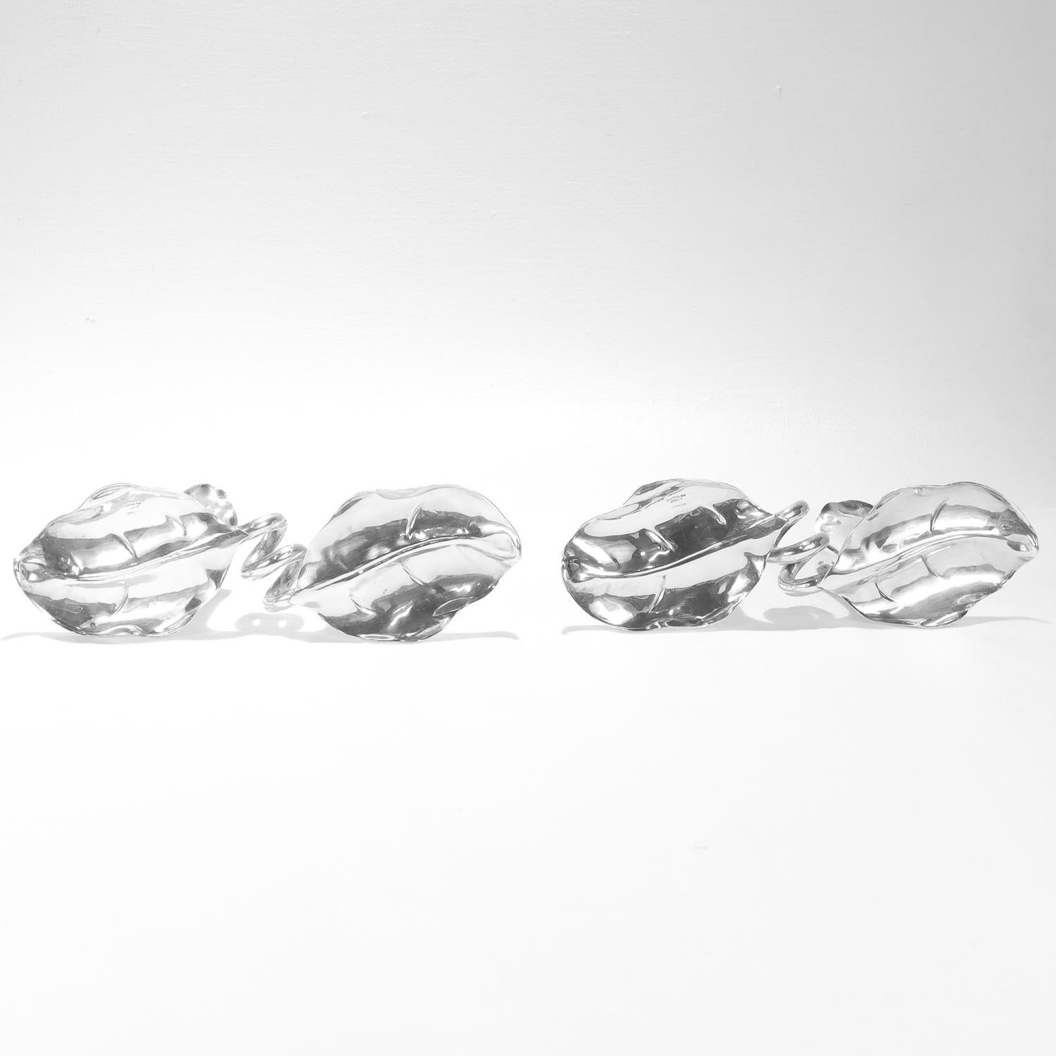 Candelieri a fiore firmati Cartier in argento sterling della metà del secolo, di stile modernista in vendita 4