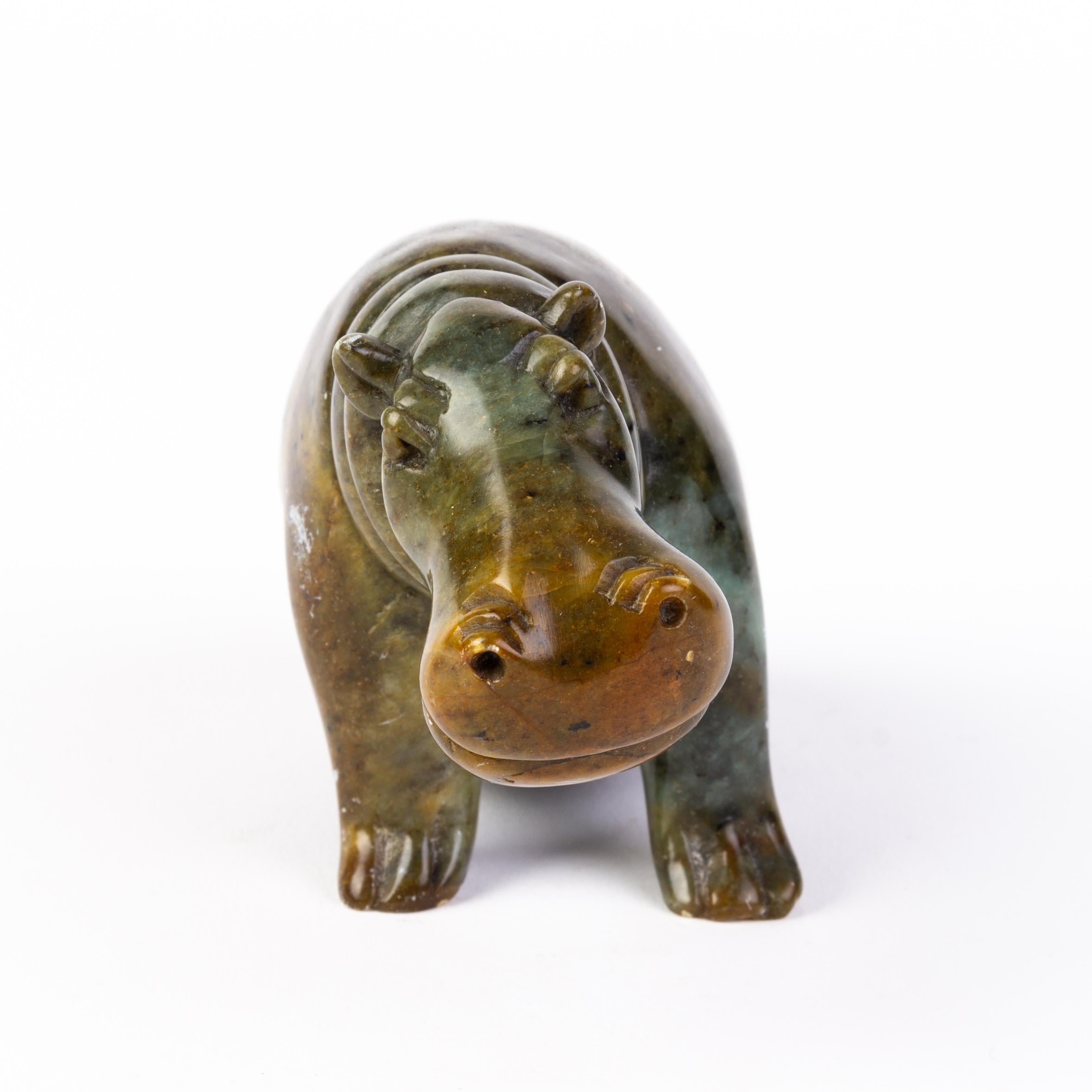 In good condition
From a private collection
Free international shipping
Signed Carved Hardstone African Seated Hippo Sculpture 
