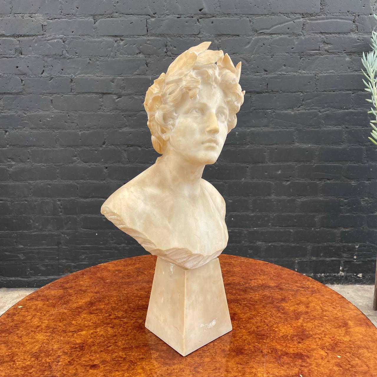 Signed Carved Alabaster Neoclassical Sculpture of Giuseppe Bessi Bust on Stand

Country: France
Materials: Alabaster
Condition: Original Condition
Style: French Neoclassical 
Year: 1920’s

$1,895

Dimensions:
21”H x 11.50”W x 8”D
