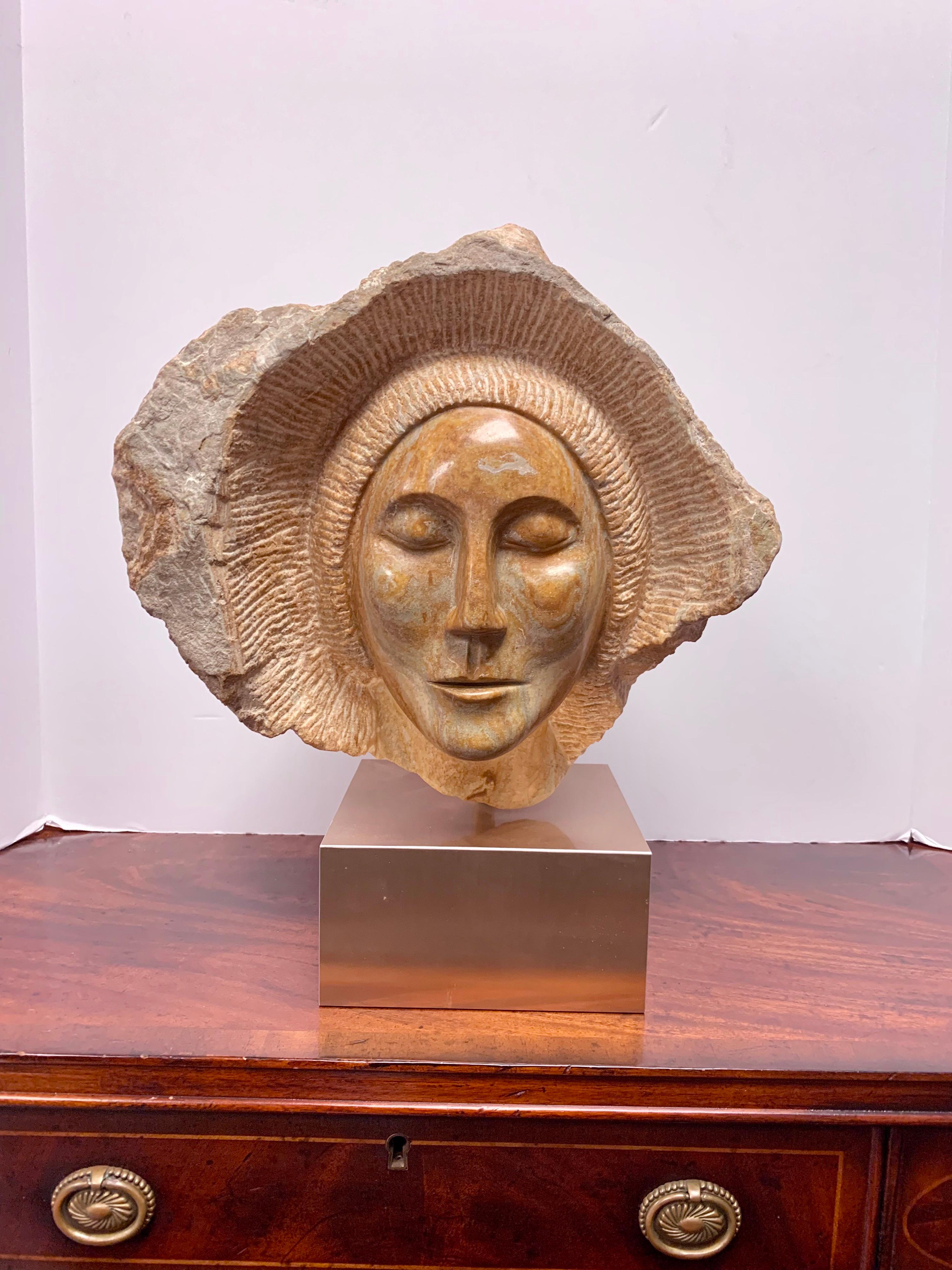 Signed Cecille Sculpture Woman in Repose Alabaster and Cast Stone 6
