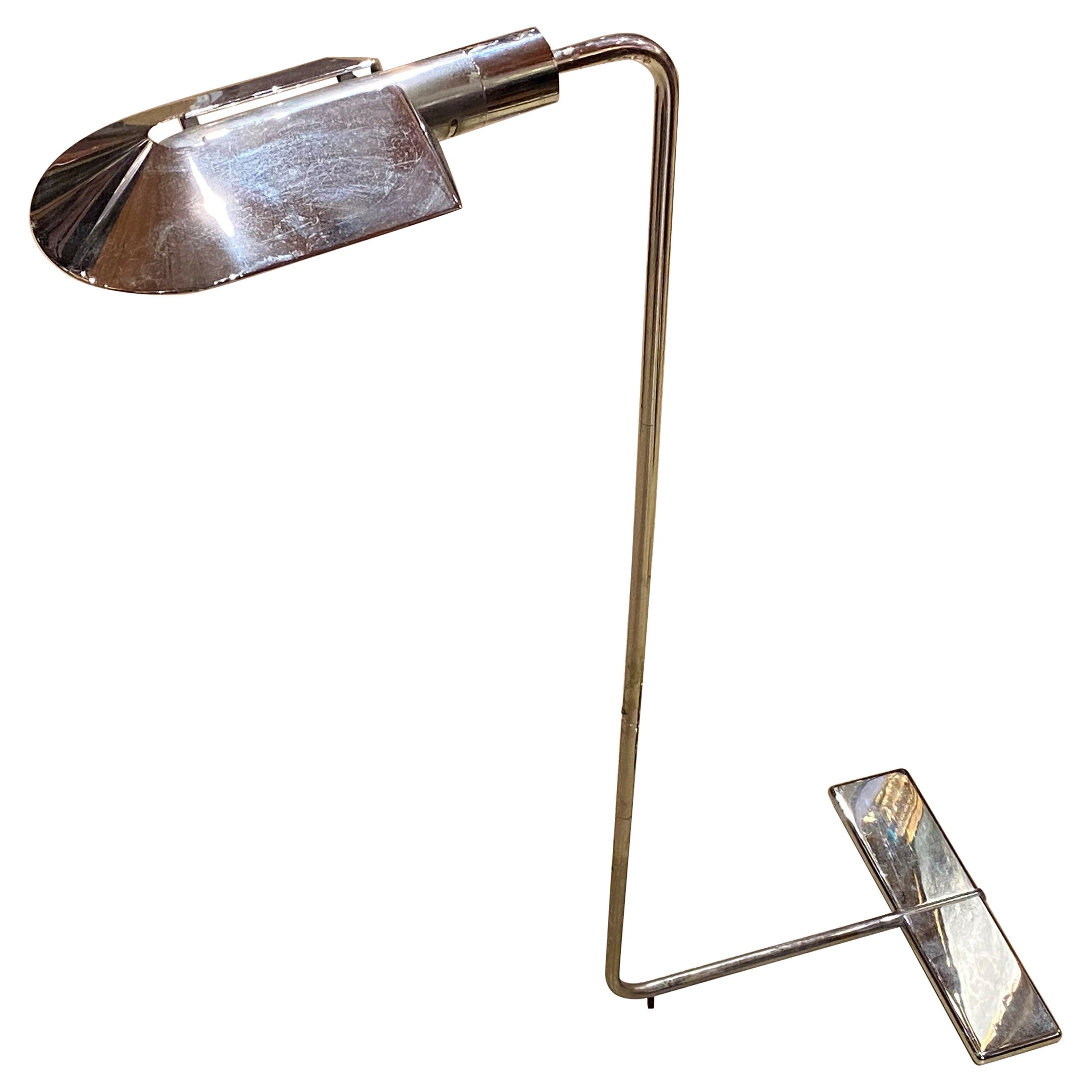 Signed Cedric Hartman Mid Century Chrome Adjustable Floor Lamp