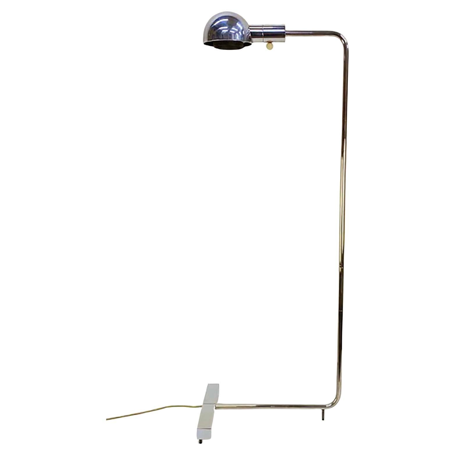 Lampada da terra telescopica in ottone cromato firmata Cedric Hartman