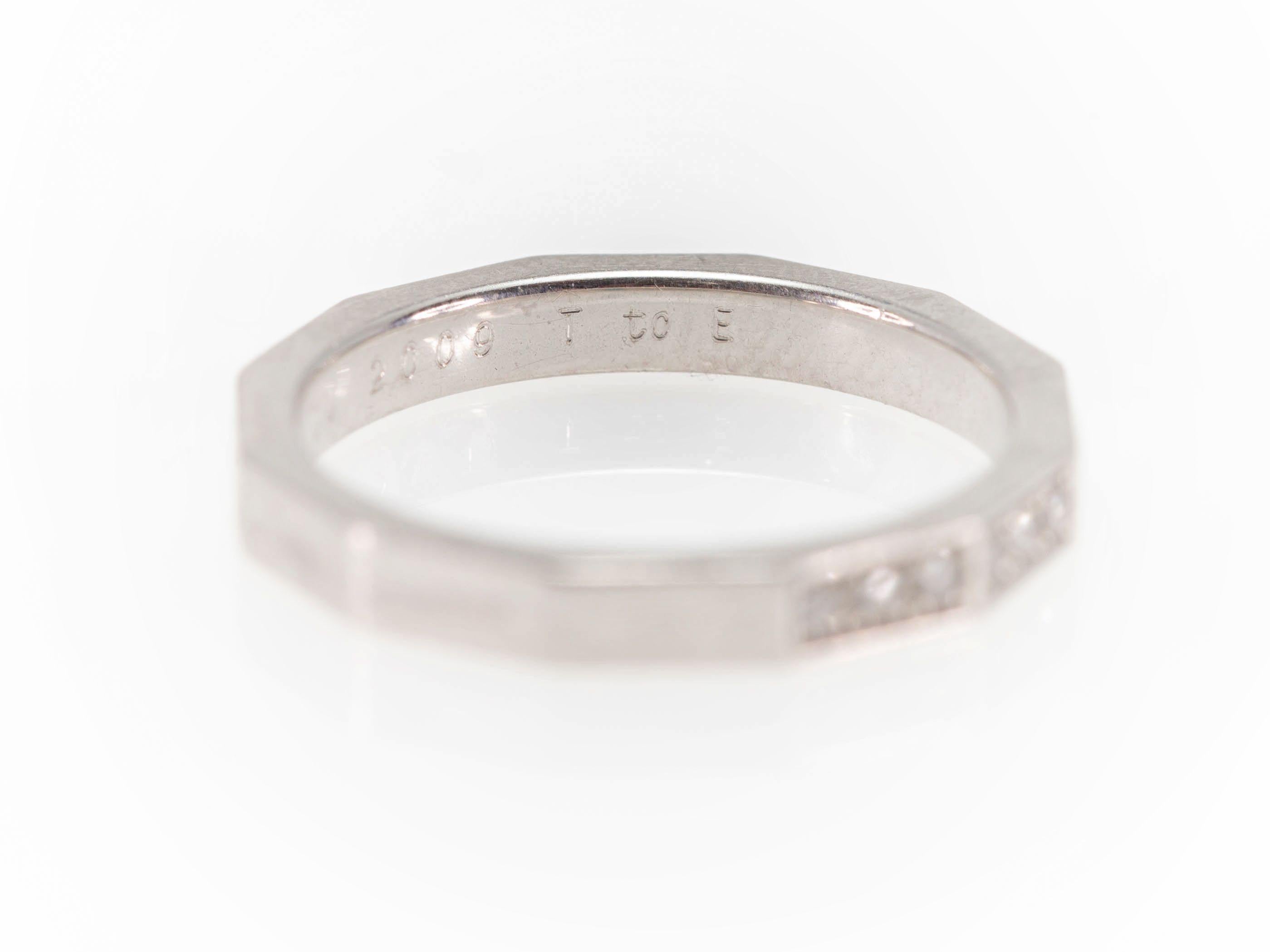 Women's Signed Celine Octagonal Half Diamond and Platinum Wedding Band Ring