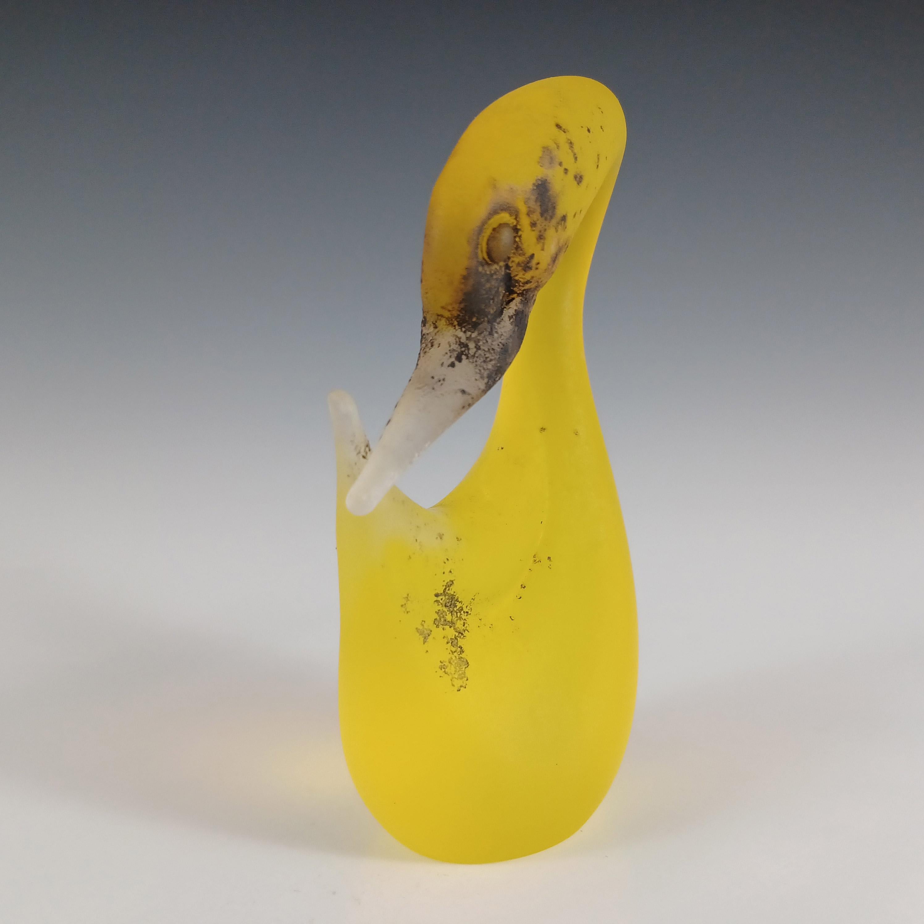 Italian SIGNED Cenedese Murano 'Scavo' Yellow Glass Swan Sculpture For Sale