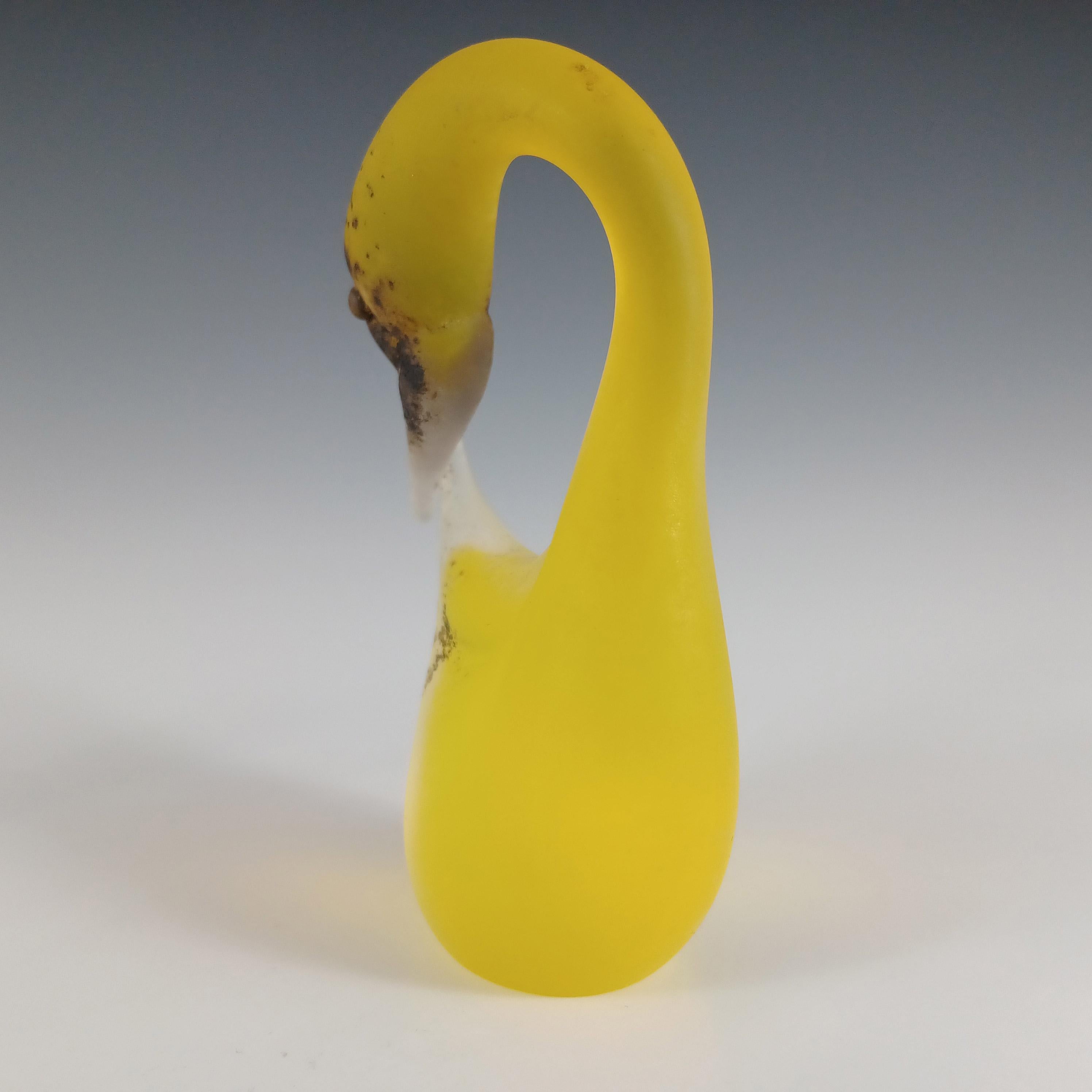 Hand-Crafted SIGNED Cenedese Murano 'Scavo' Yellow Glass Swan Sculpture For Sale