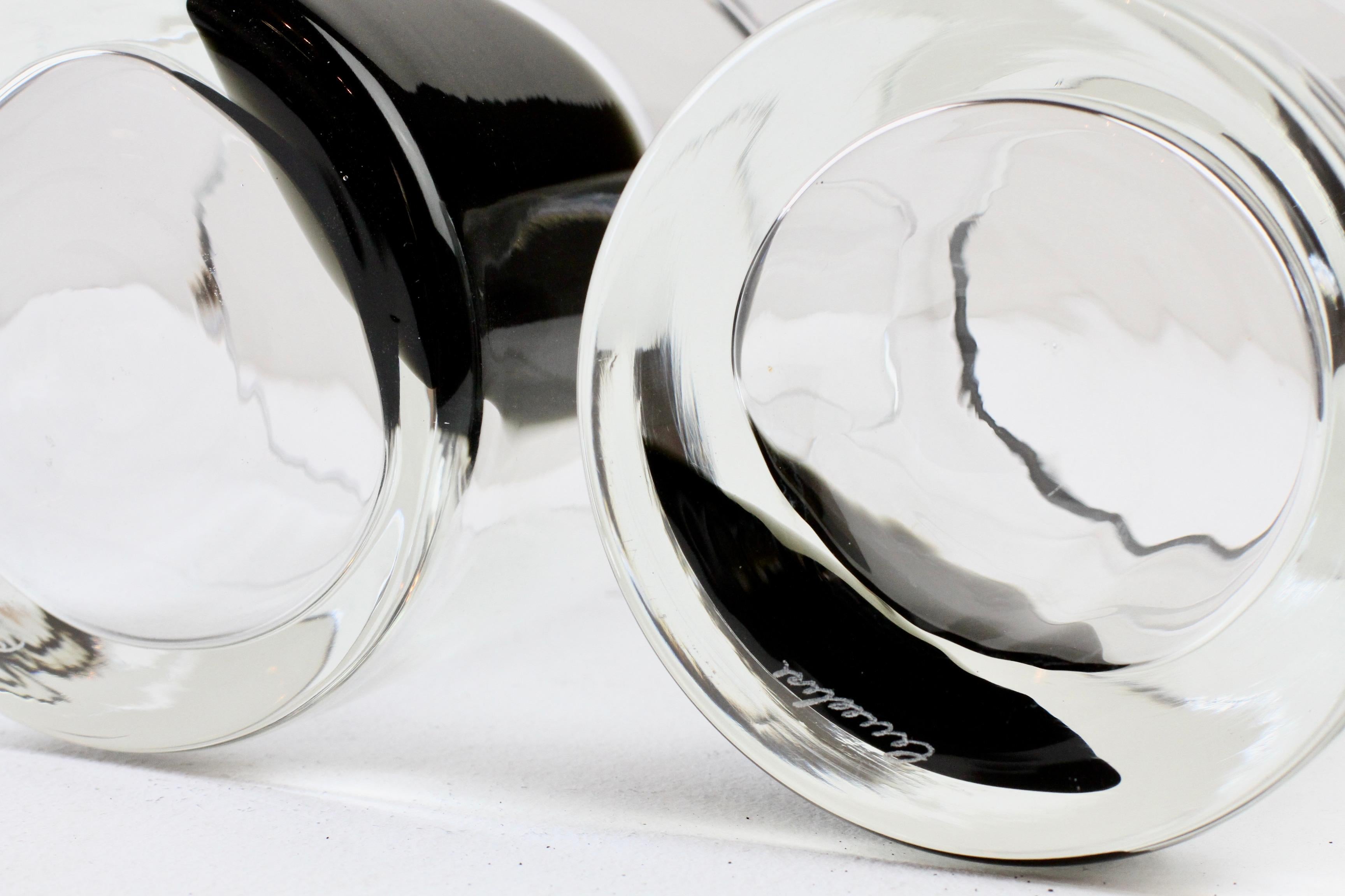 Paire de vases en verre de Murano noir et transparent signés Cenedese, datant du milieu du siècle dernier. en vente 8