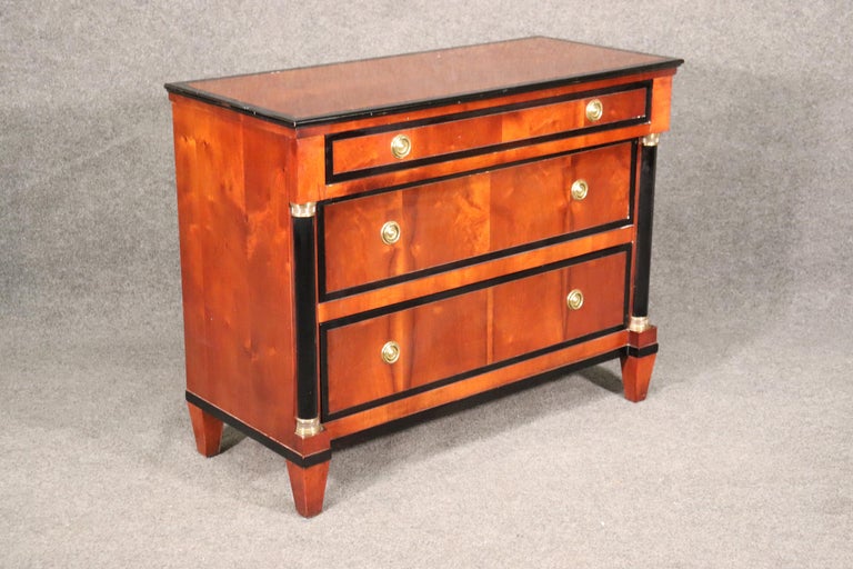 Signed Century French Empire Style Ebonized Walnut and Bronze Commode