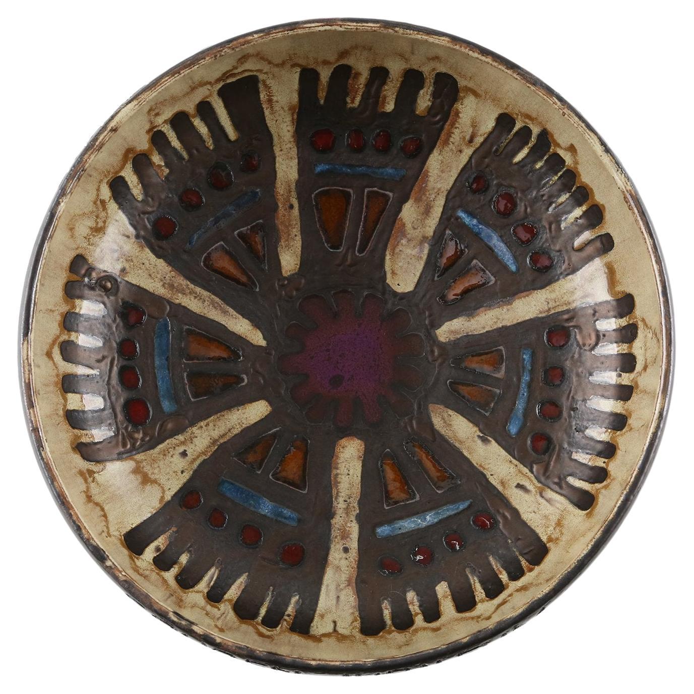 Signed Ceramic Bowl by the Belgian workshop Perignem, 1960s