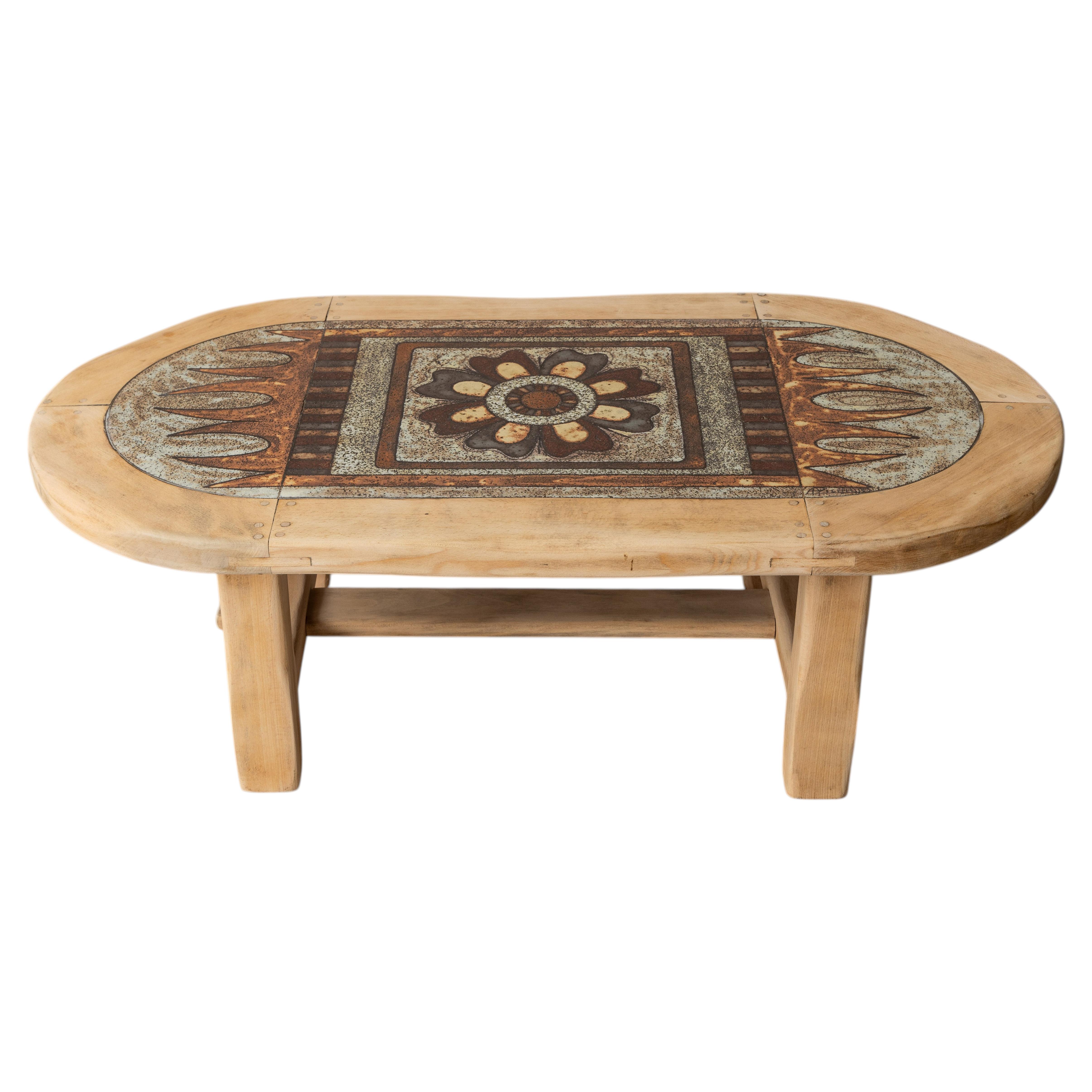 Signed Ceramic Coffee Table by A. Picard, Vallauris, France, 1960s