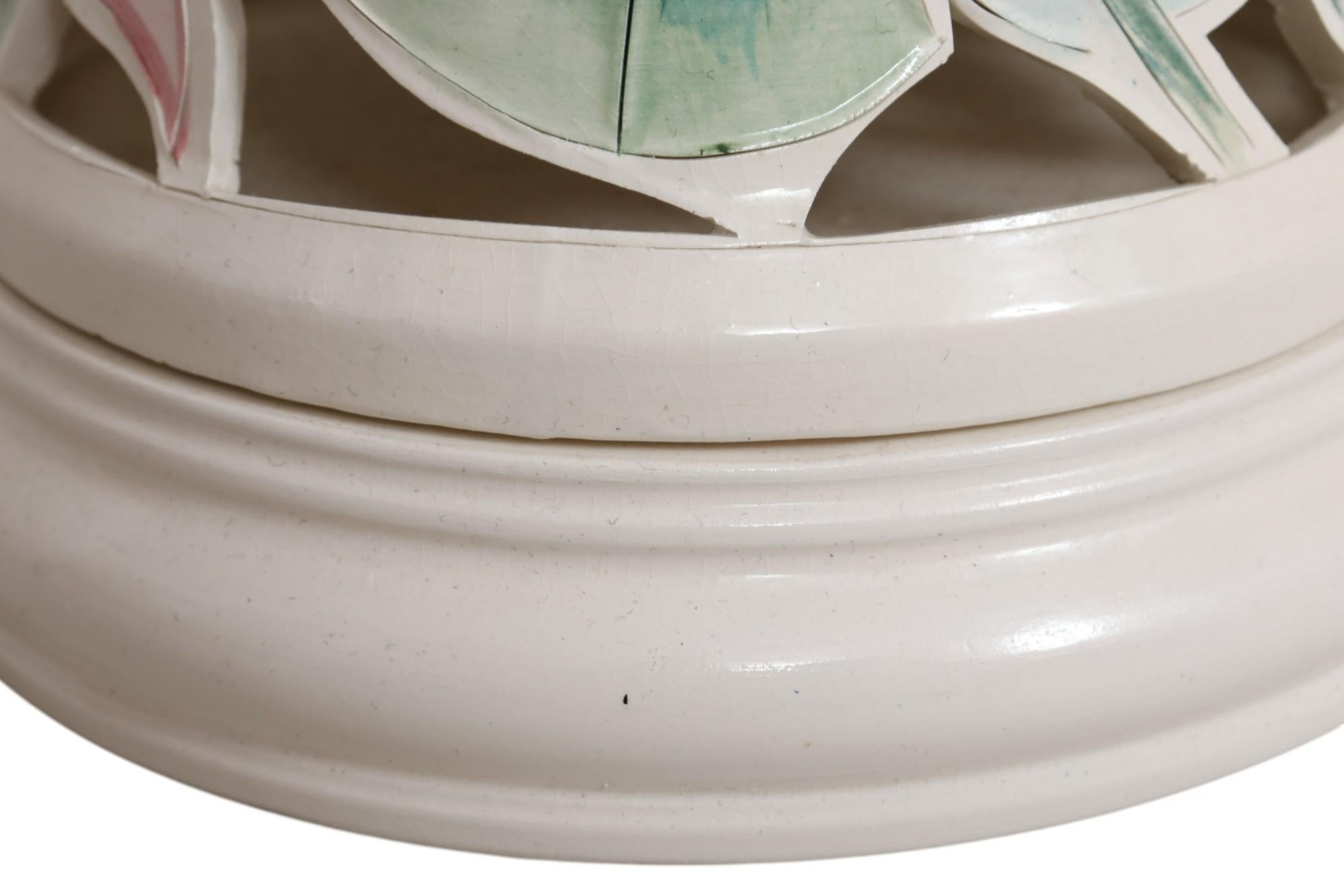 Signed Ceramic Floral Ginger Jar Table Lamps, a Pair For Sale 2