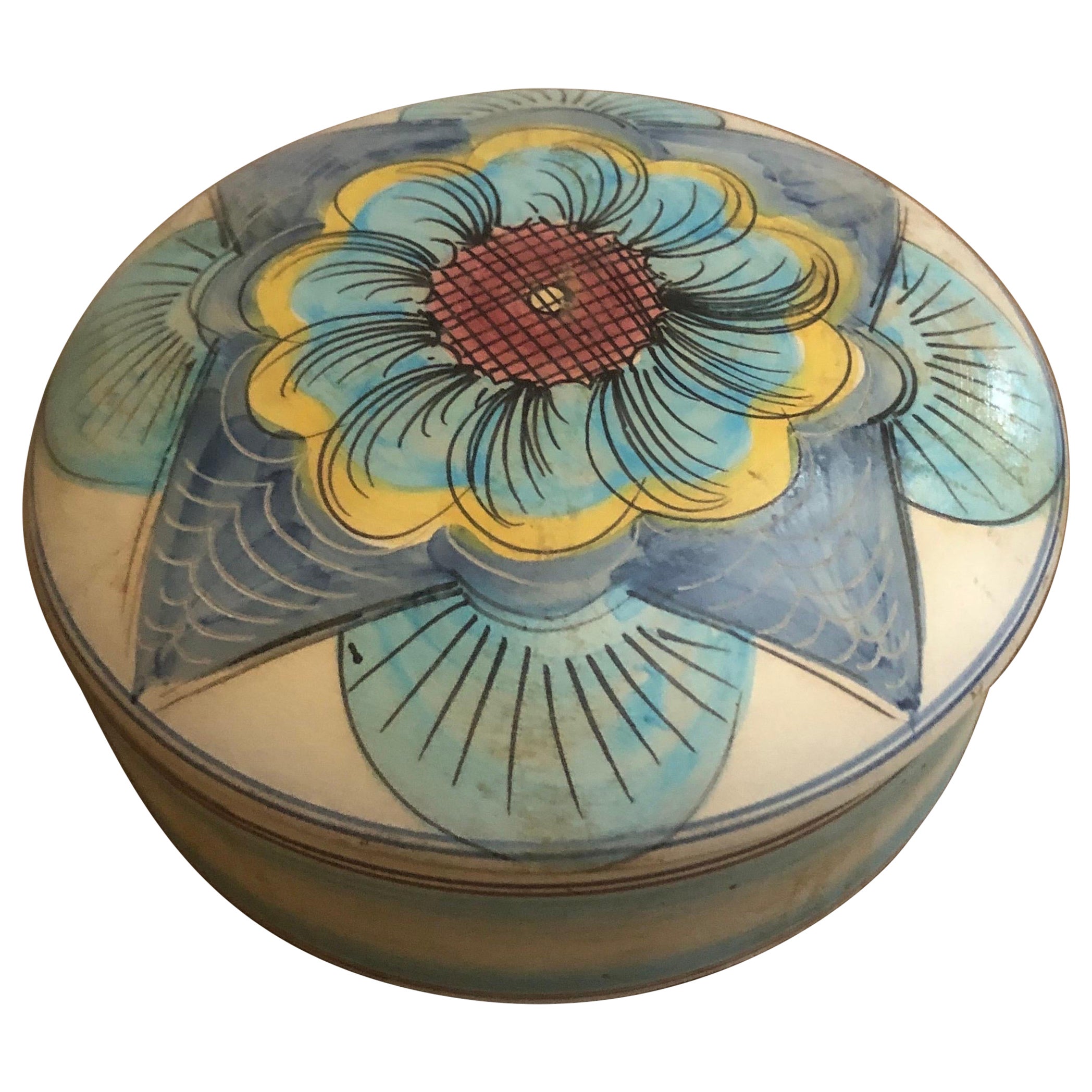 Ceramiche Desuir Duca di Camastra, vaso in ceramica dipinto a mano e firmato in vendita