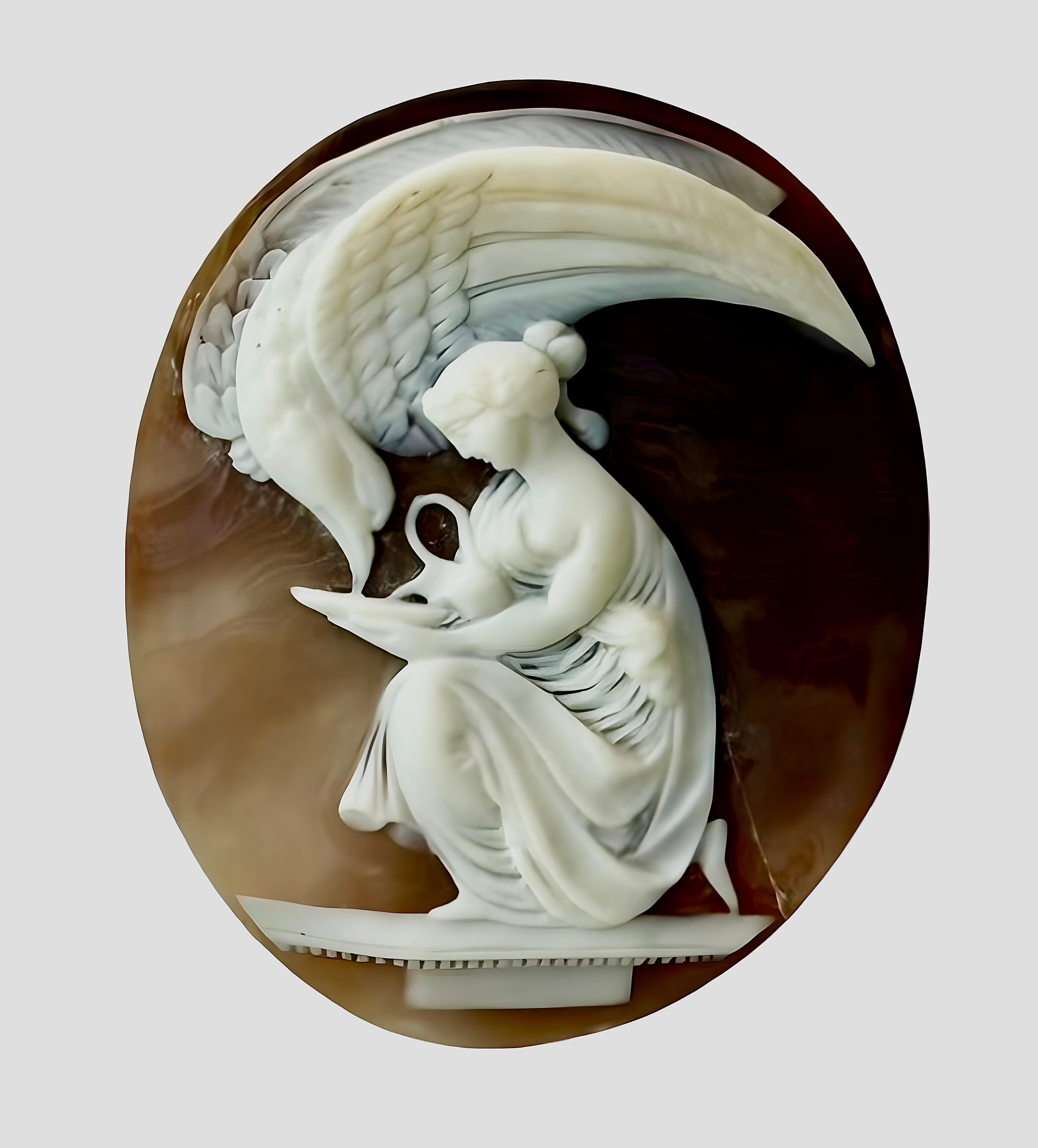 Signé Ch. Camée antique Schmoll, déesse grecque Hébé et Zeus en aigle, vers 1880 en vente 2