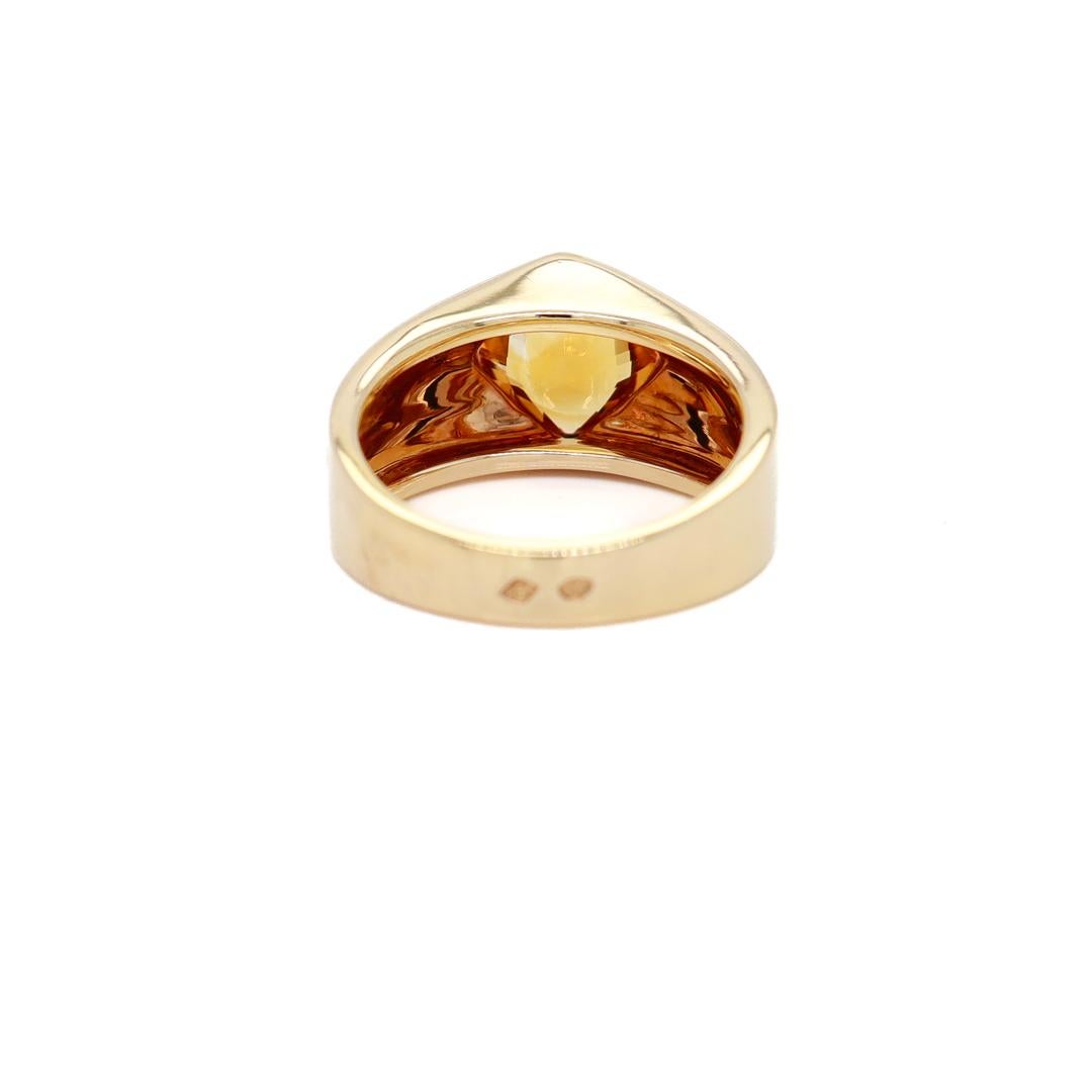 Signed Chanel 18K Gold & Princess Cut Citrine Gemstone Cocktail Ring For Sale 3