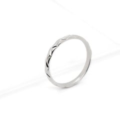 Signed Chanel Platinum Matalasse Quilt Thin Band Ring by Lorenz Bäumer