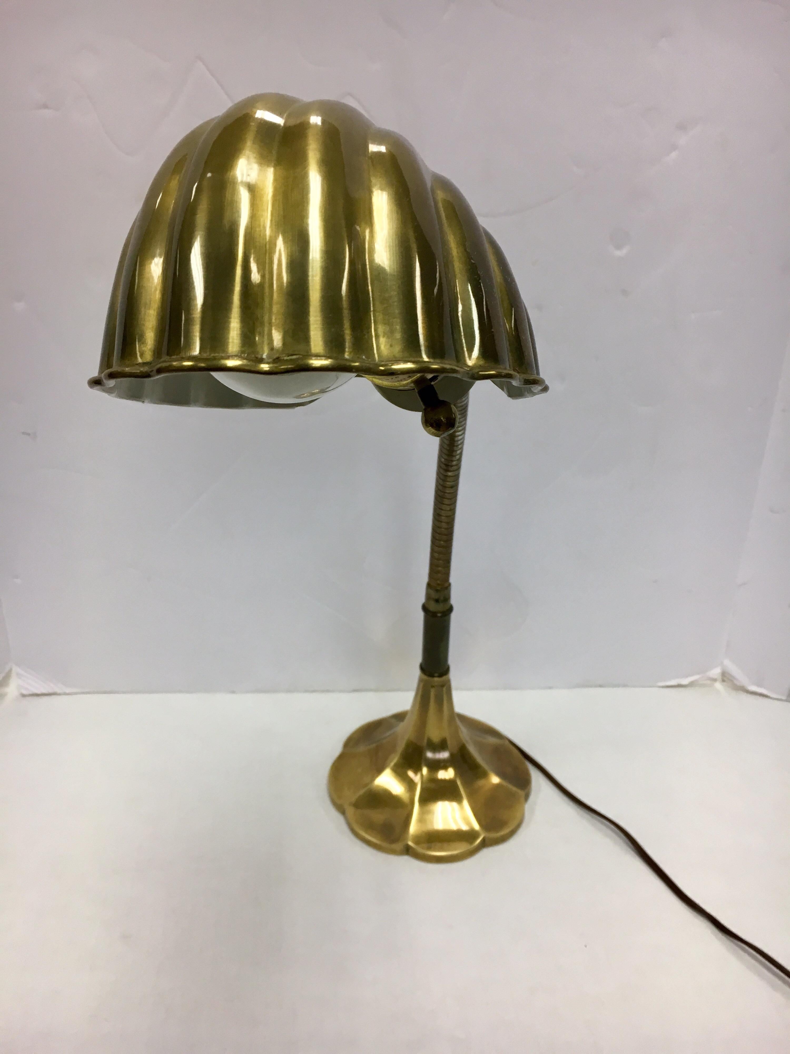 Signed Chapman Brass Shell Table Desk Lamp in Style of Antonio Gaudi 2