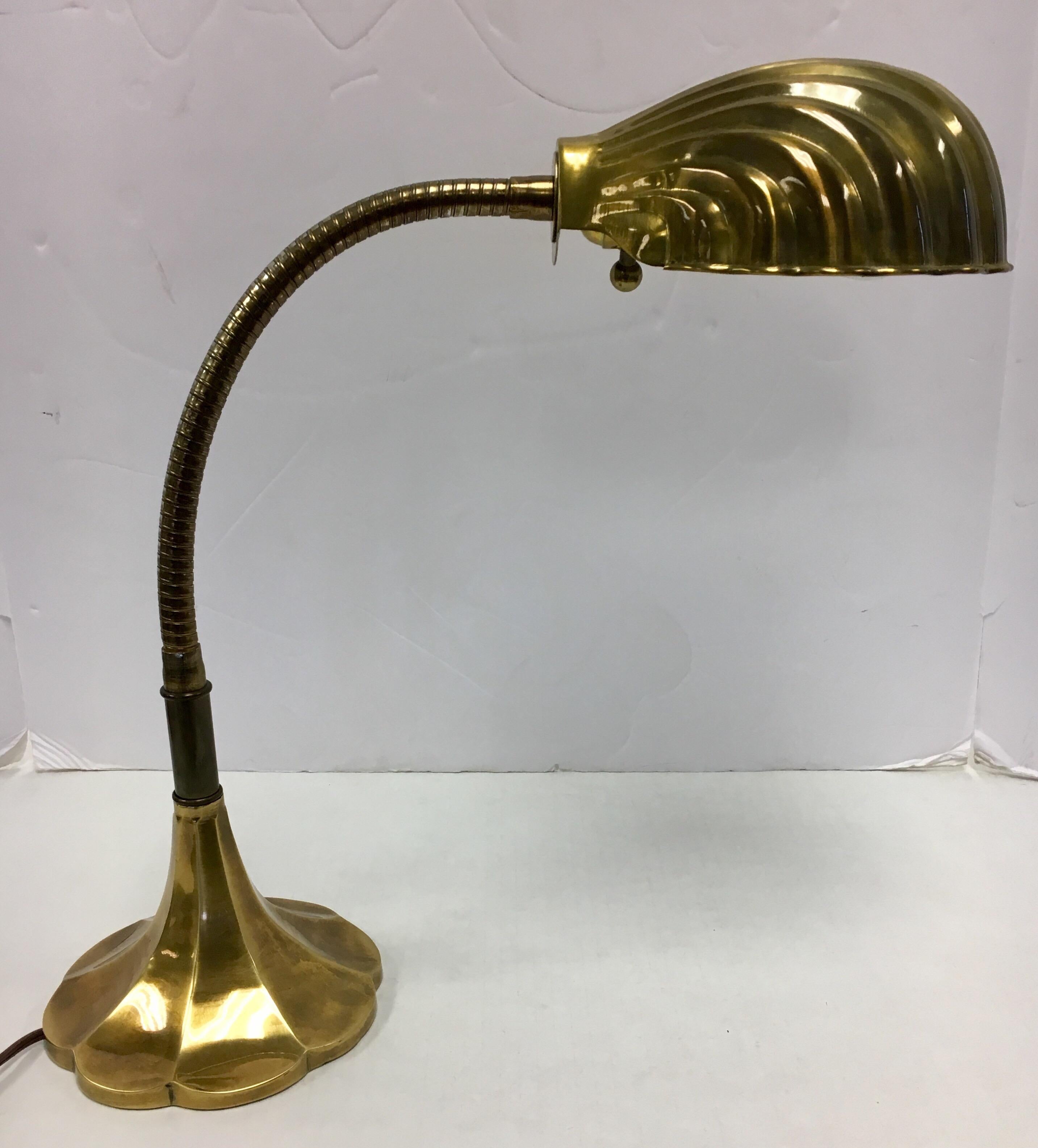 Signed Chapman Brass Shell Table Desk Lamp in Style of Antonio Gaudi 4