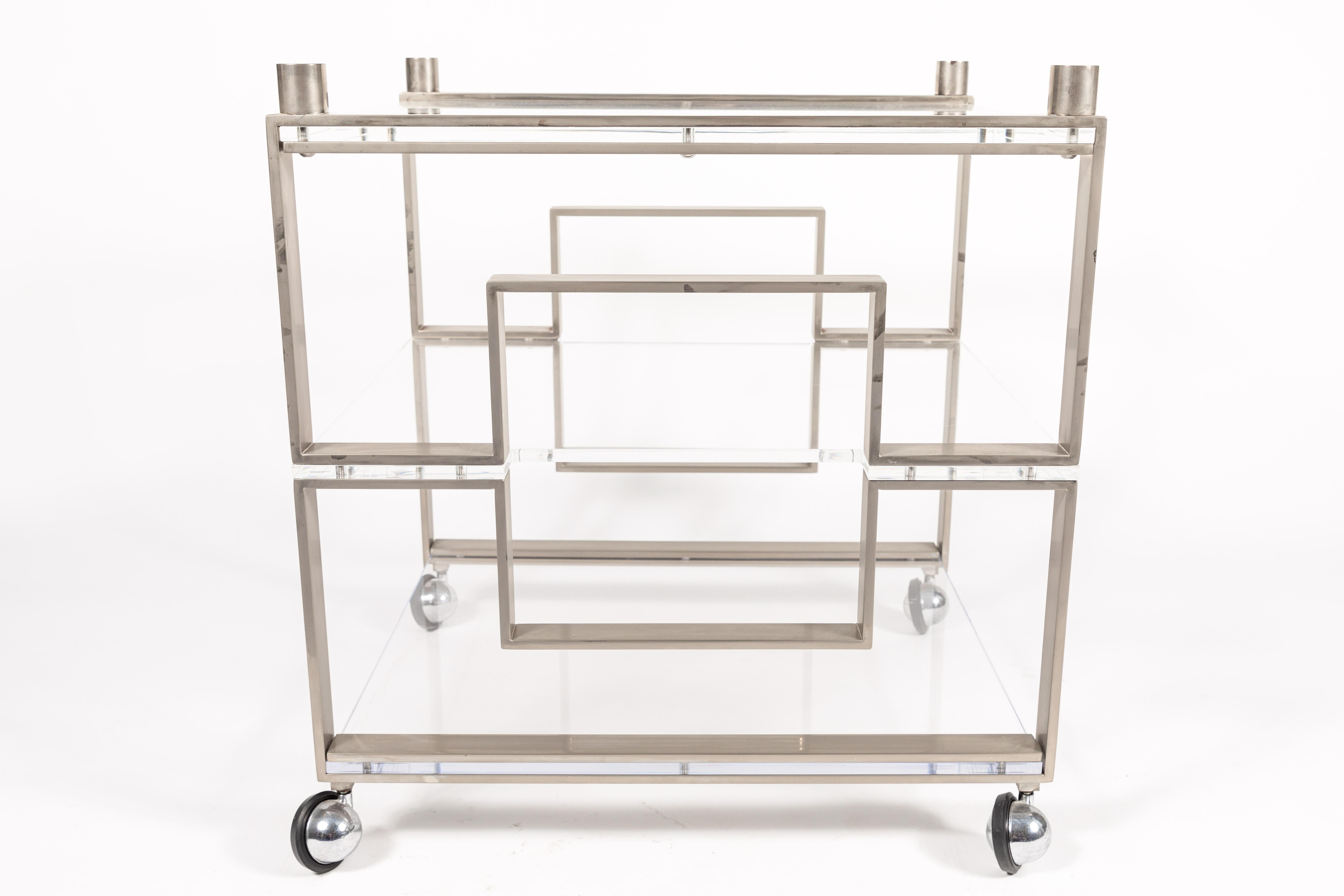Mid-Century Modern Signed Charles Hollis Jones Tea Cart For Sale
