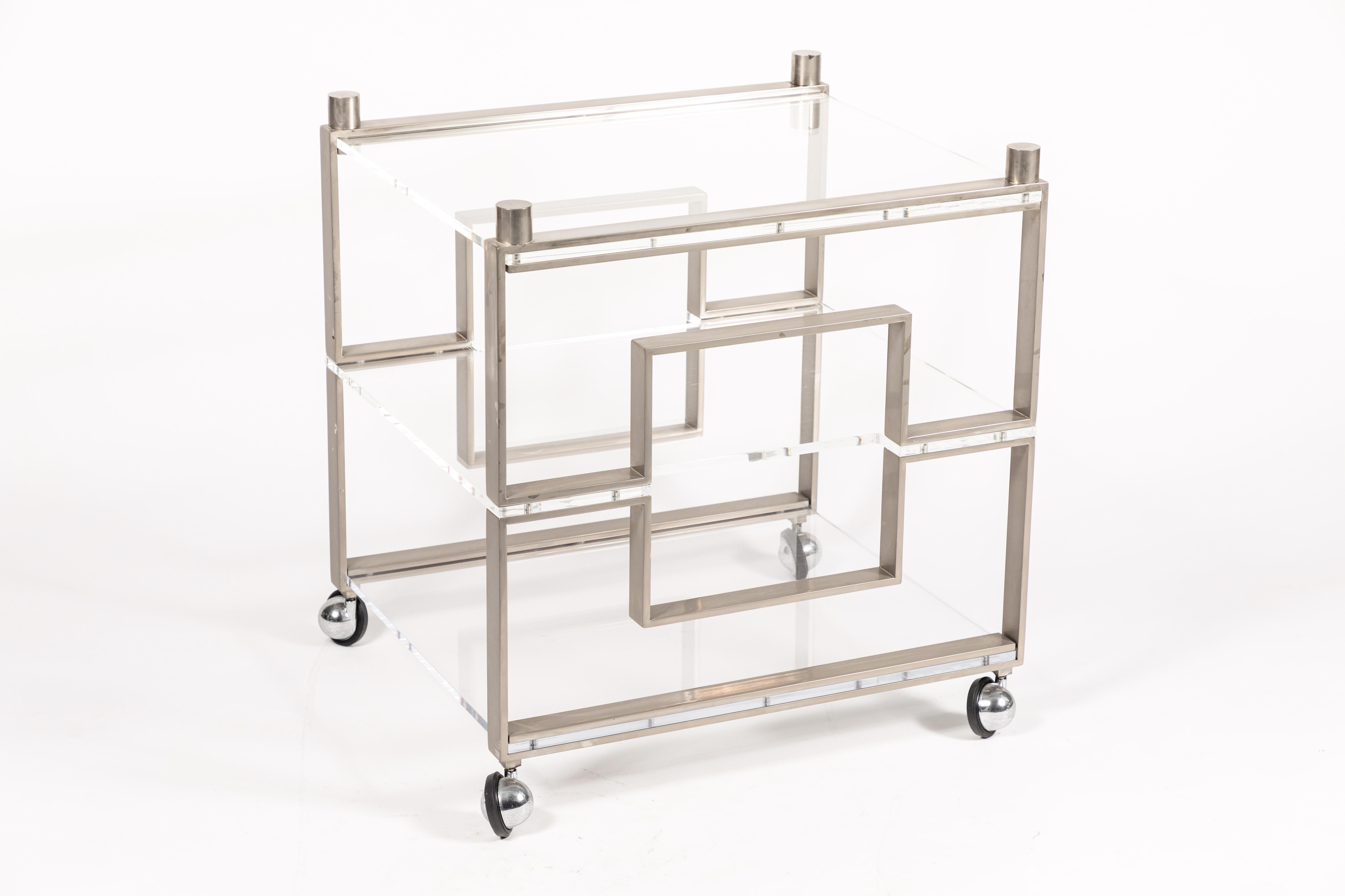 Signed Charles Hollis Jones Tea Cart In Good Condition For Sale In Los Angeles, CA
