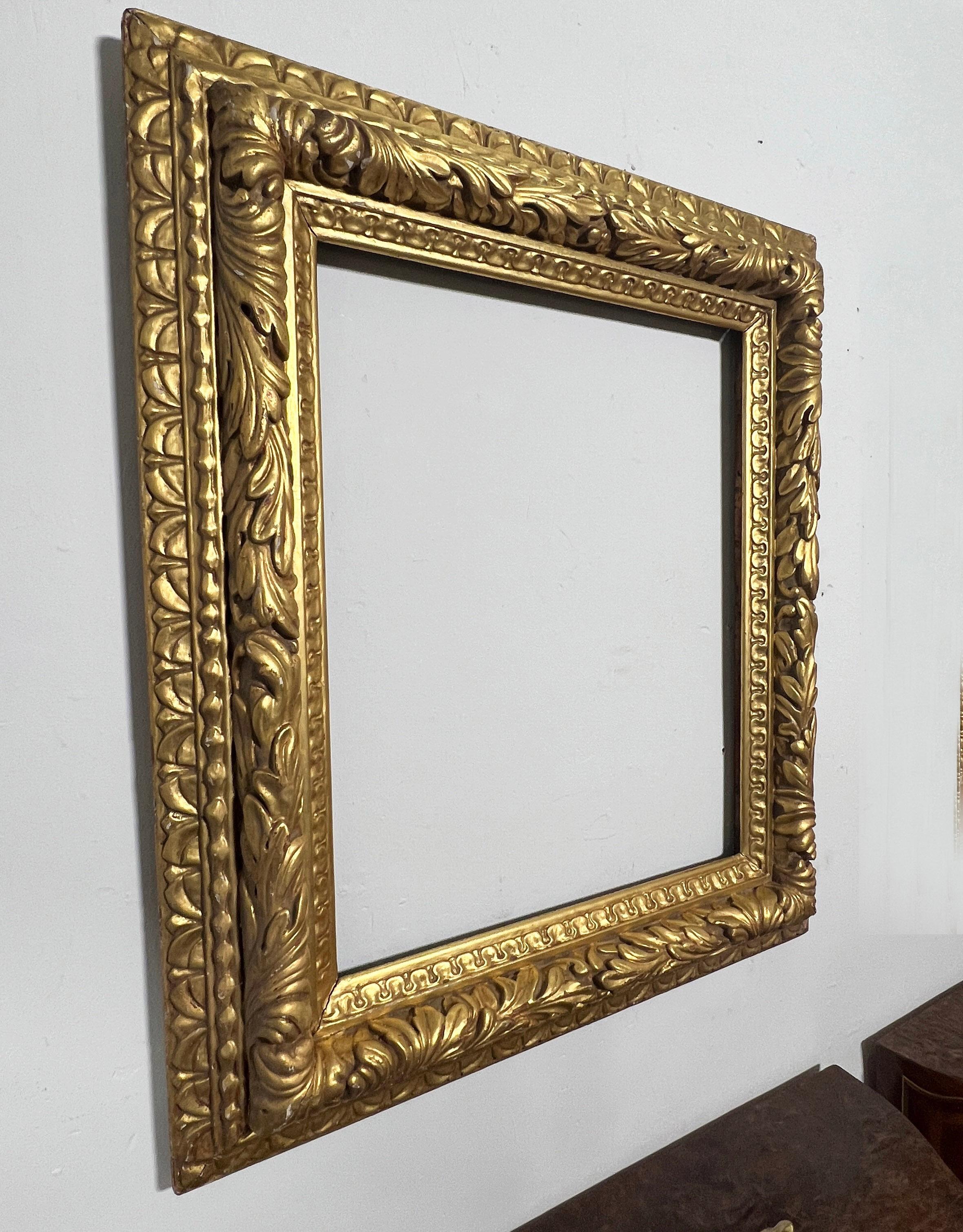 Hand carved and gilded Aesthetic Movement frame by the noted Boston area maker Charles Prendergast, signed and dated 1902. Along with his brother Maurice, Charles was one of the most influential members of the American Arts and Crafts movement,
