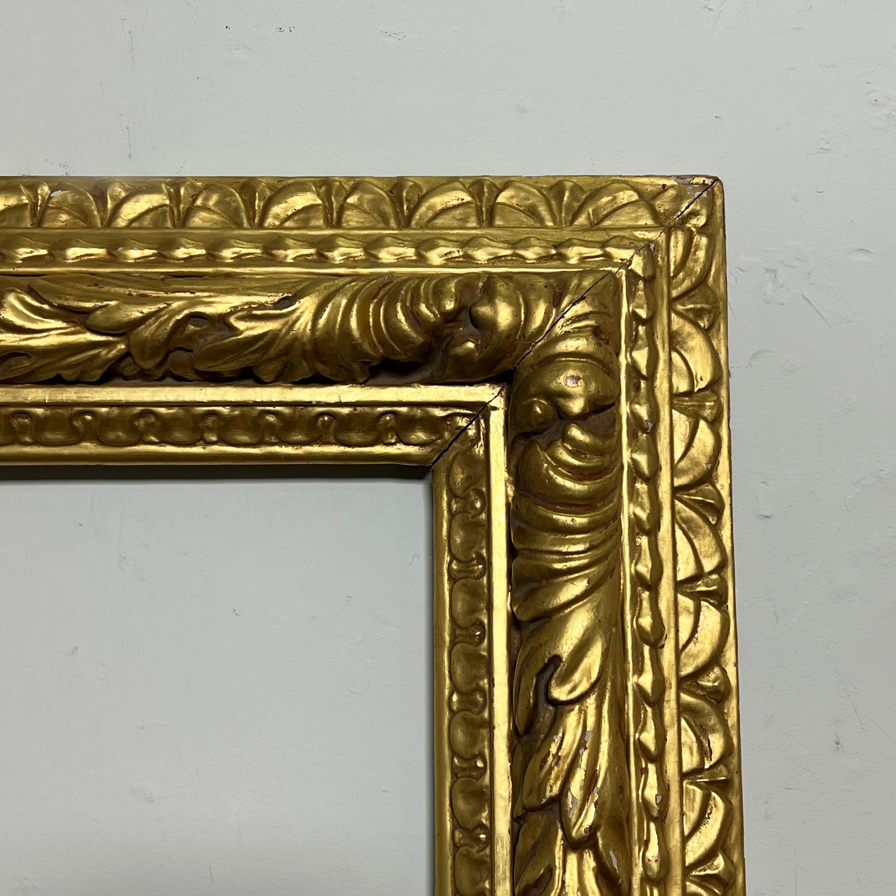 Signed Charles Prendergast Aesthetic Movement Hand Carved Gilt Frame Dated 1902 In Good Condition In Peabody, MA