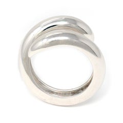 Signed Chaumet 18 Karat White Gold Swirl Ring