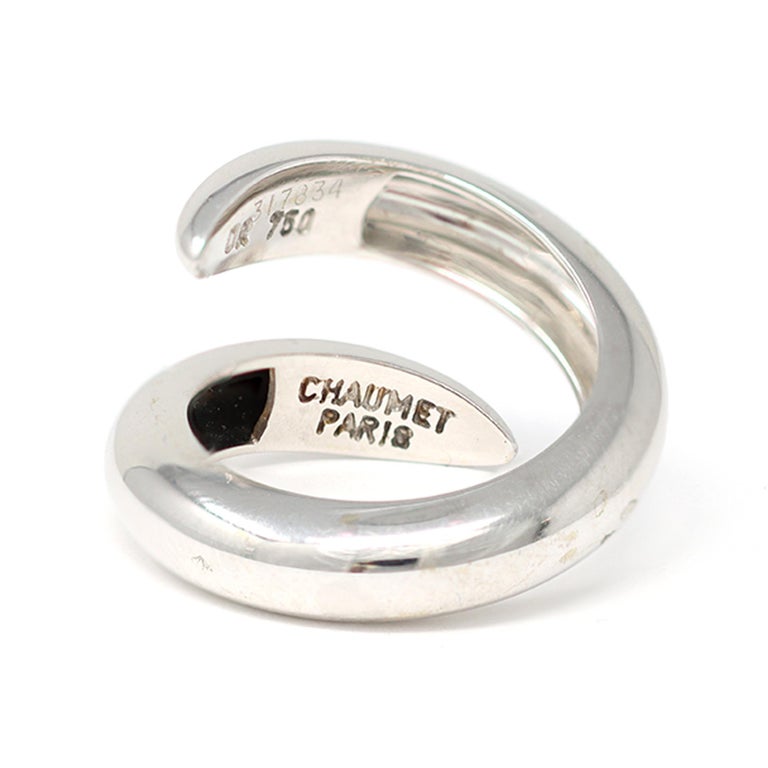 Signed Chaumet 18 Karat White Gold Swirl Ring at 1stDibs