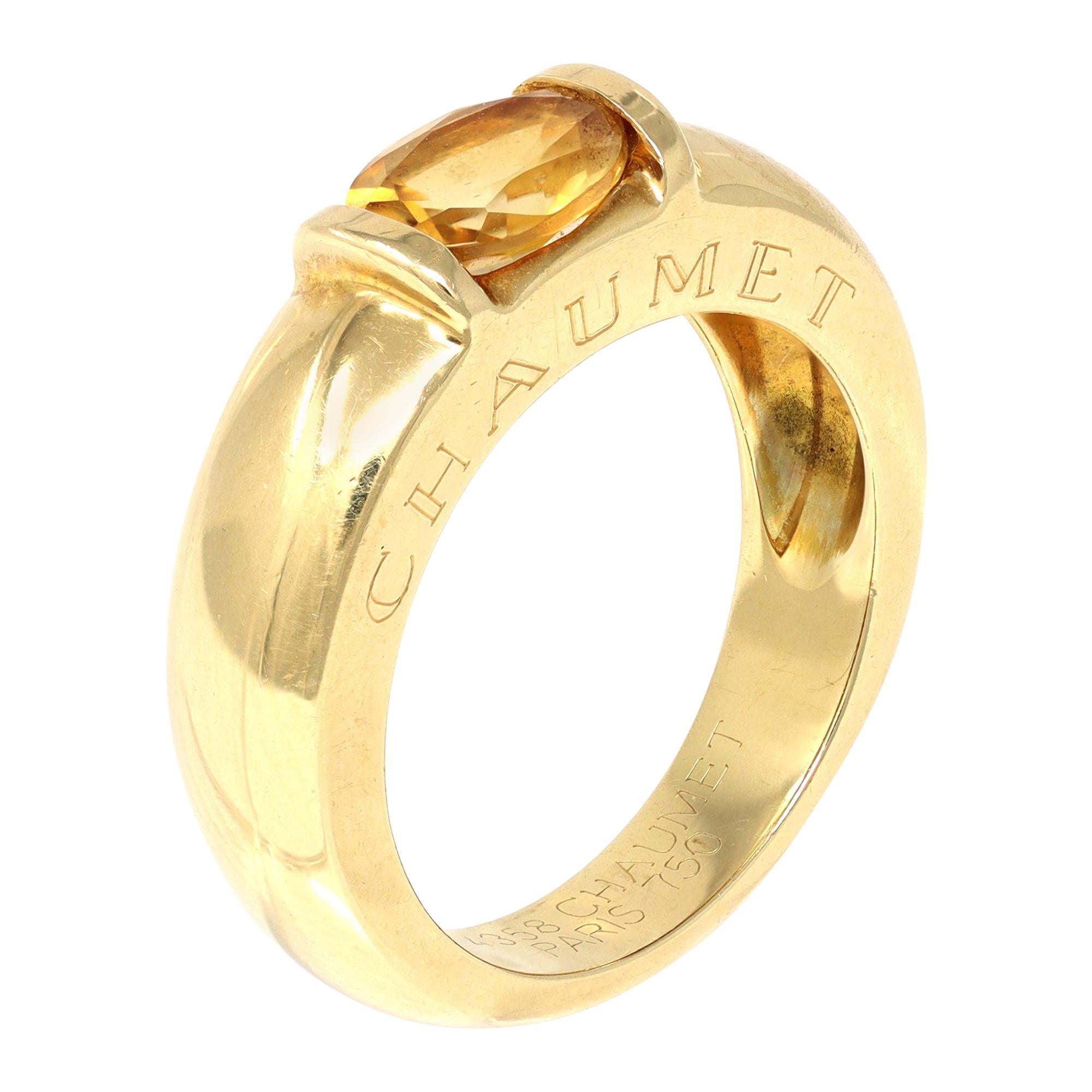 Signed Chaumet Paris Citrine Ring in 18k For Sale