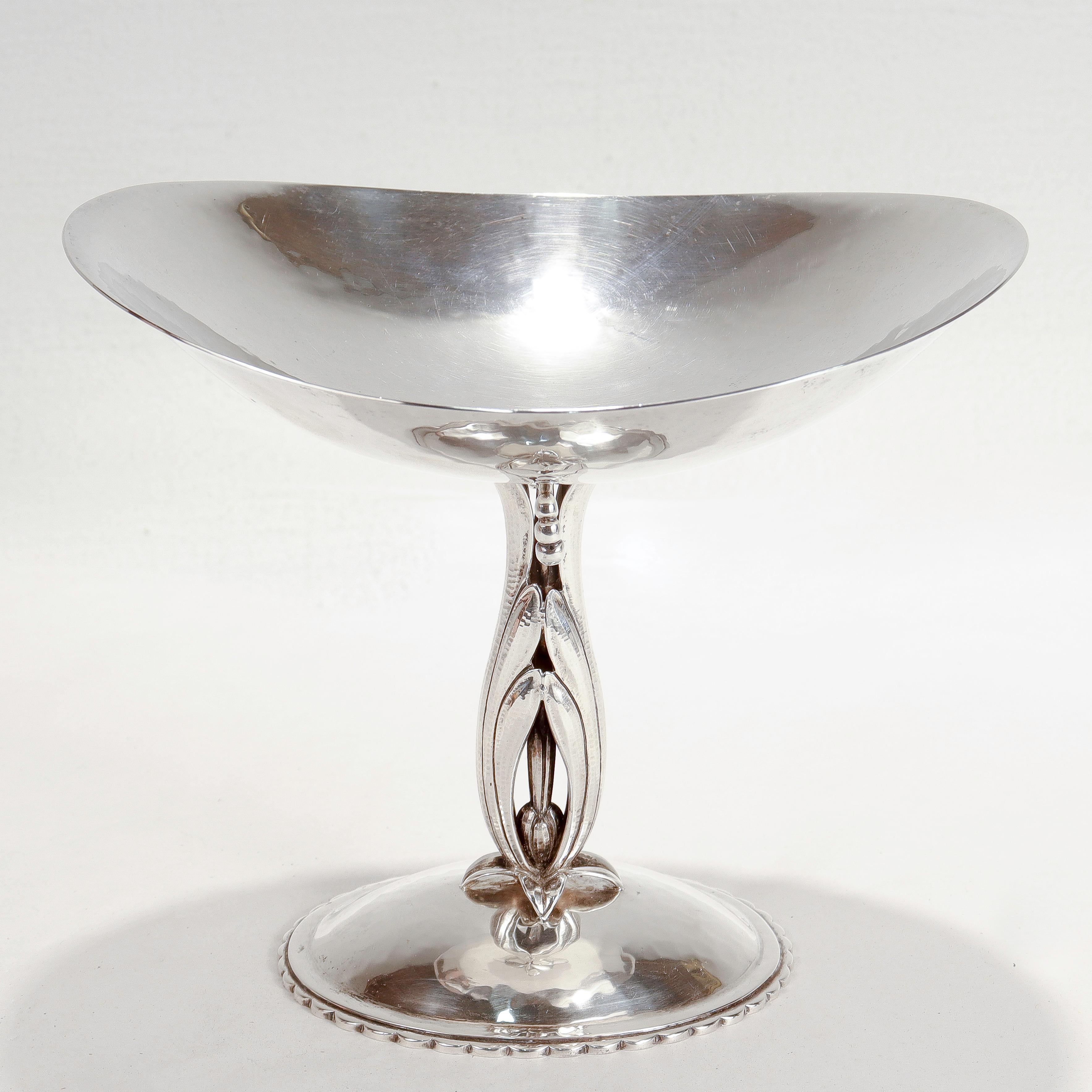 Arts and Crafts Signed Chicago Arts & Crafts Hand-Hammered Compote or Tazza by Cellini Craft