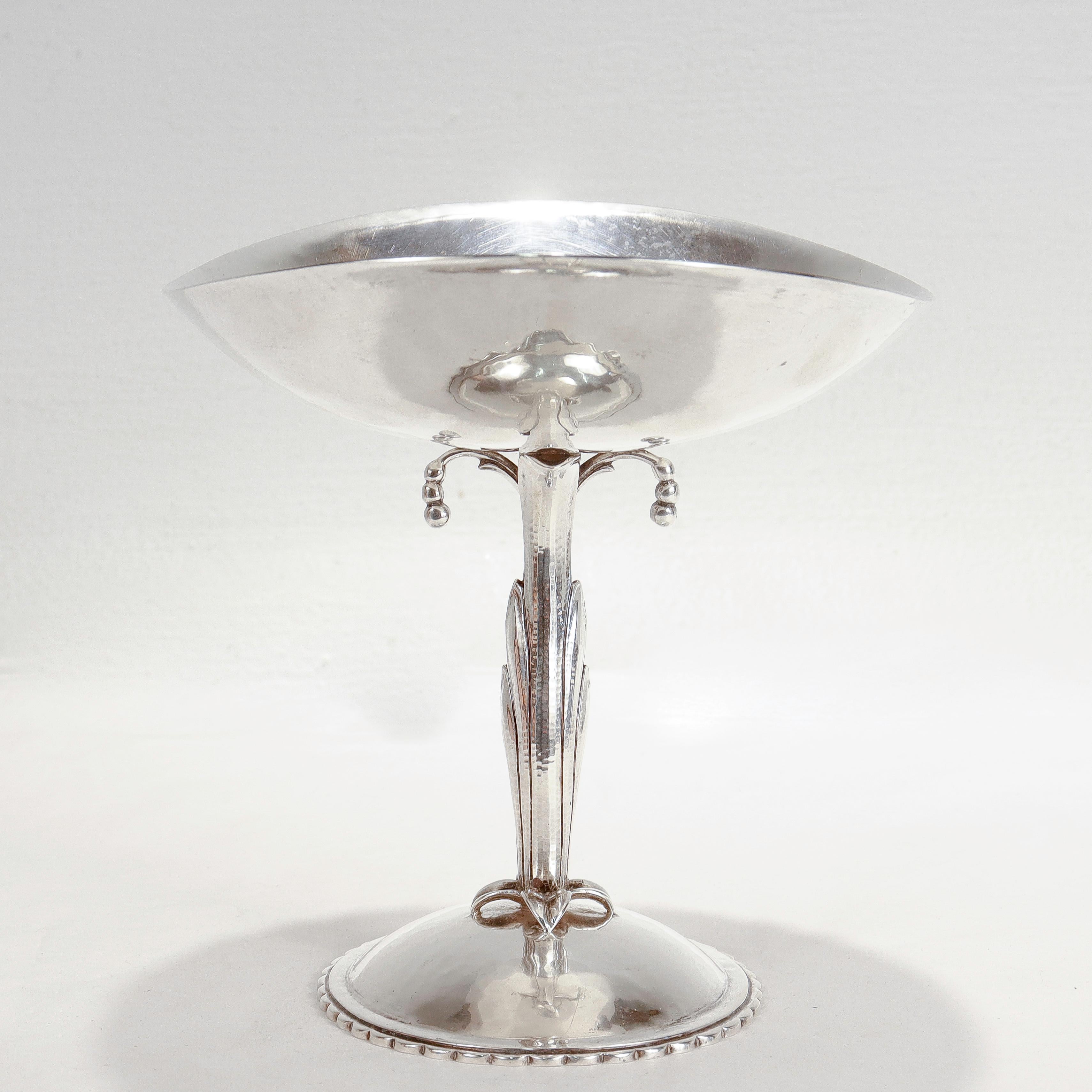 Women's or Men's Signed Chicago Arts & Crafts Hand-Hammered Compote or Tazza by Cellini Craft