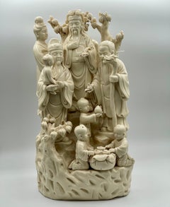 Signed Chinese Blanc de Chine Eight Immortals, Qing c.1890