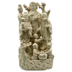Signed Chinese Blanc de Chine Eight Immortals, Qing c.1890