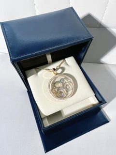 Signierter Chopard 18K Weißgold Happy Spirit Großer Schwebender Diamant-Anhänger