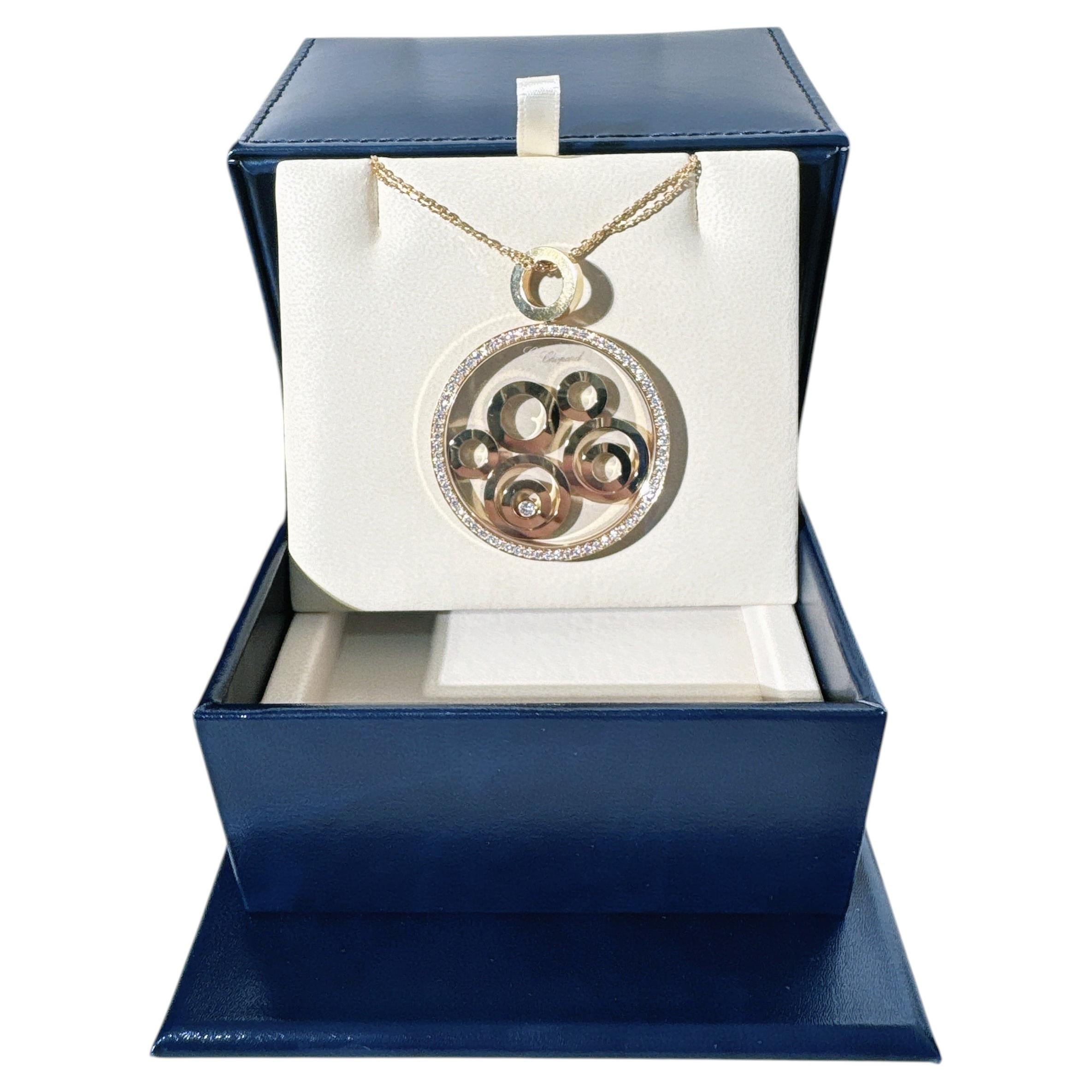 Chopard 18K Gold Happy Spirit Large Floating Diamond Pendant For Sale