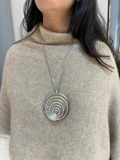 Signed Chopard Happy Spirit Pendant Necklace with Diamond in 18K White Gold