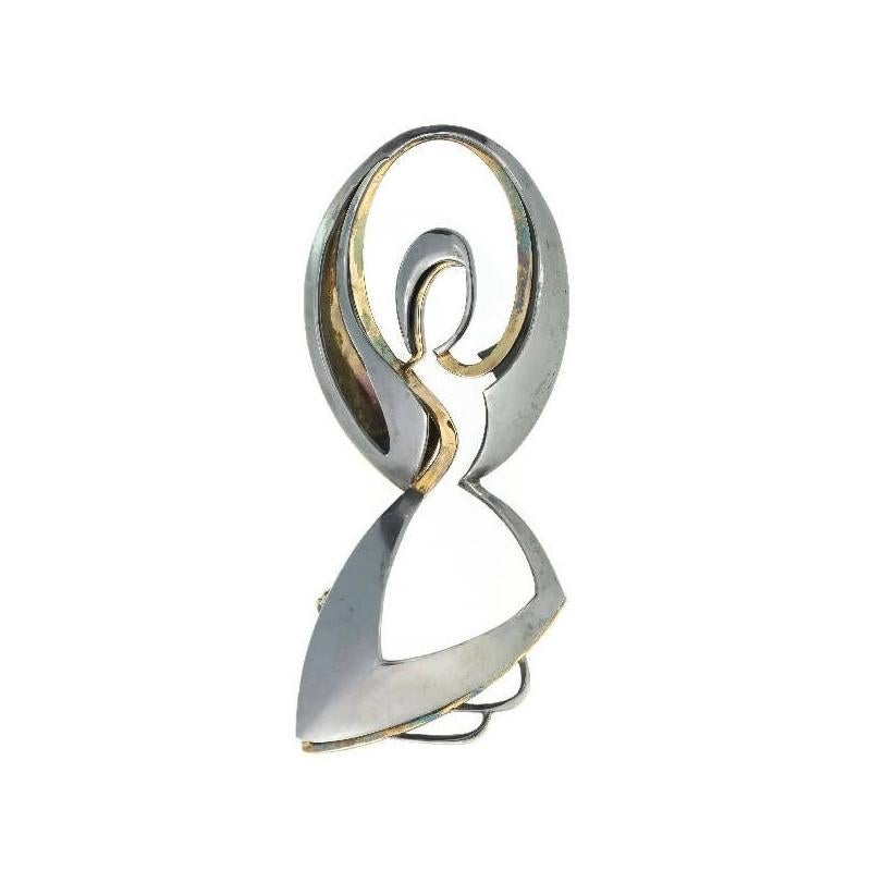 Signed Chris Steenbergen Rope Jumping Woman Silver Gold Artist Brooch, 1950s For Sale
